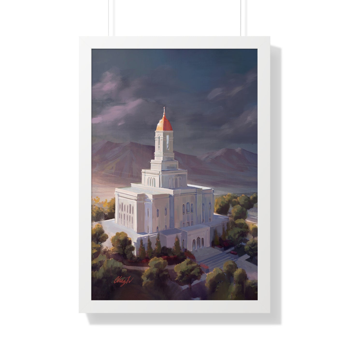 Framed Matte Print, Deseret Peak Temple--After the Storm, by Chaz Walgamott