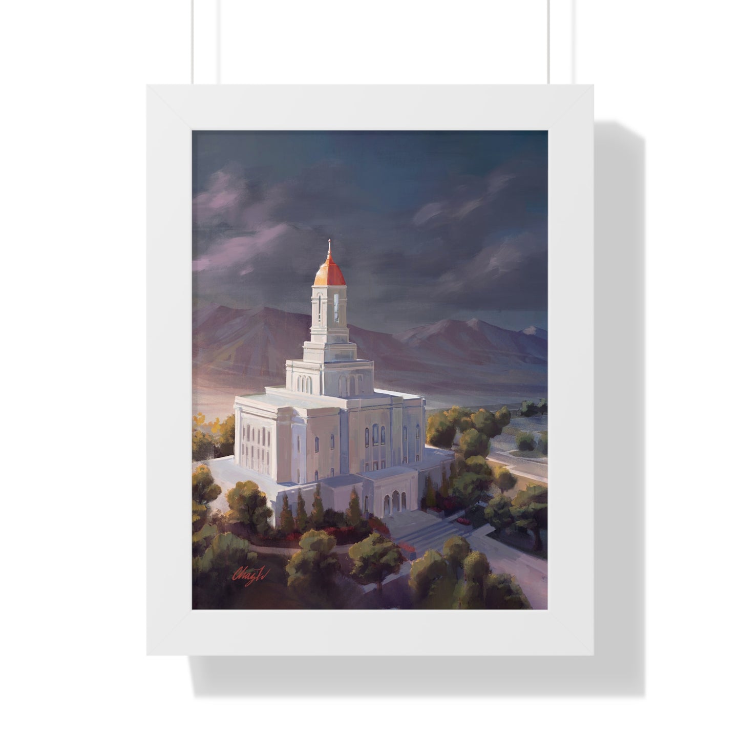 Framed Matte Print, Deseret Peak Temple--After the Storm, by Chaz Walgamott