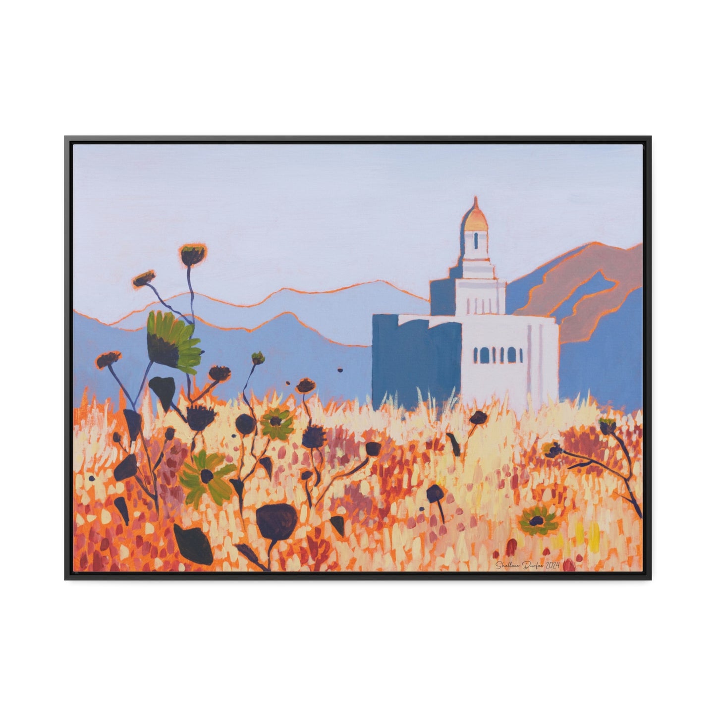 Stretched Canvas Print in Wood Frame--Deseret Peak Temple by Shellece Durfee