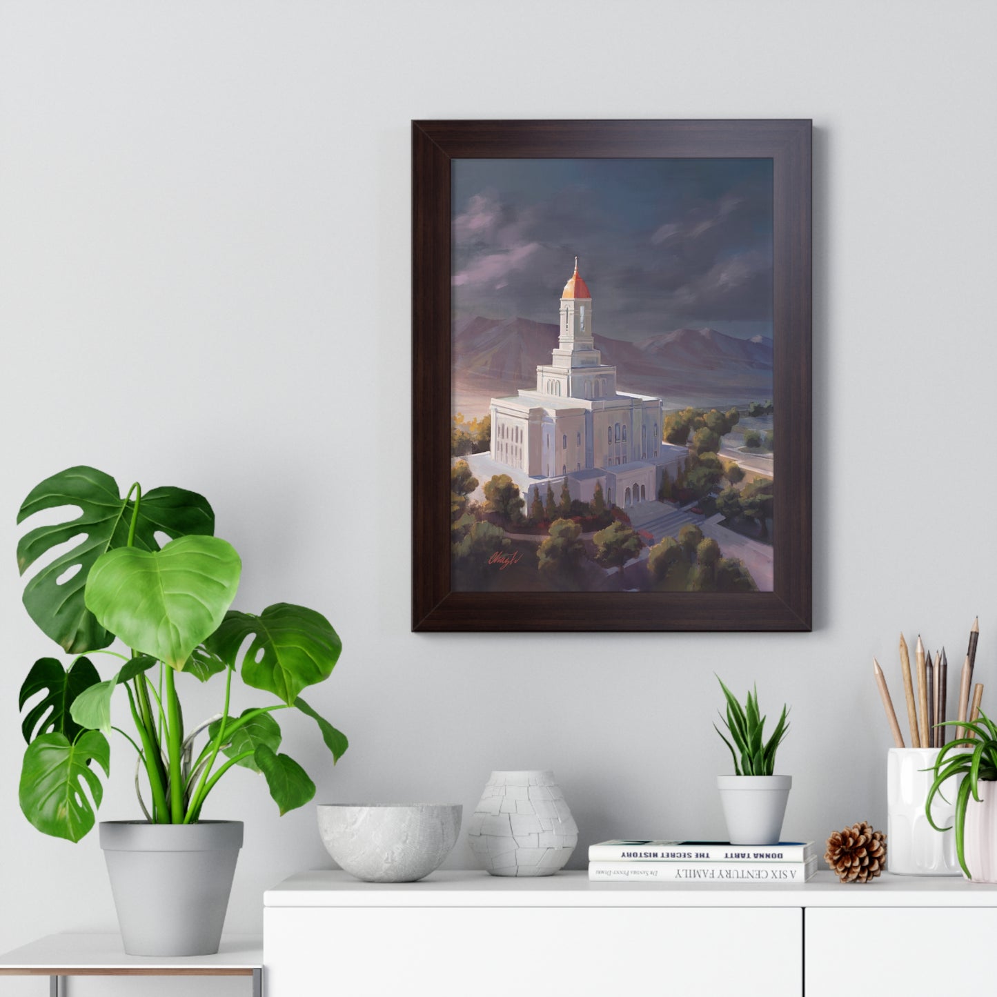 Framed Matte Print, Deseret Peak Temple--After the Storm, by Chaz Walgamott