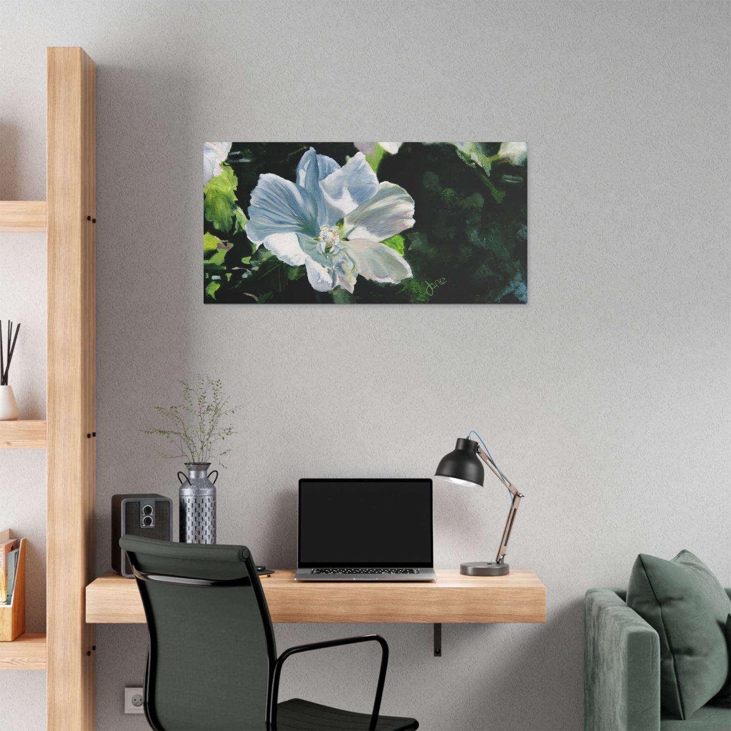 Classic Stretched Canvas, White Rose of Sharon by Jane Autry