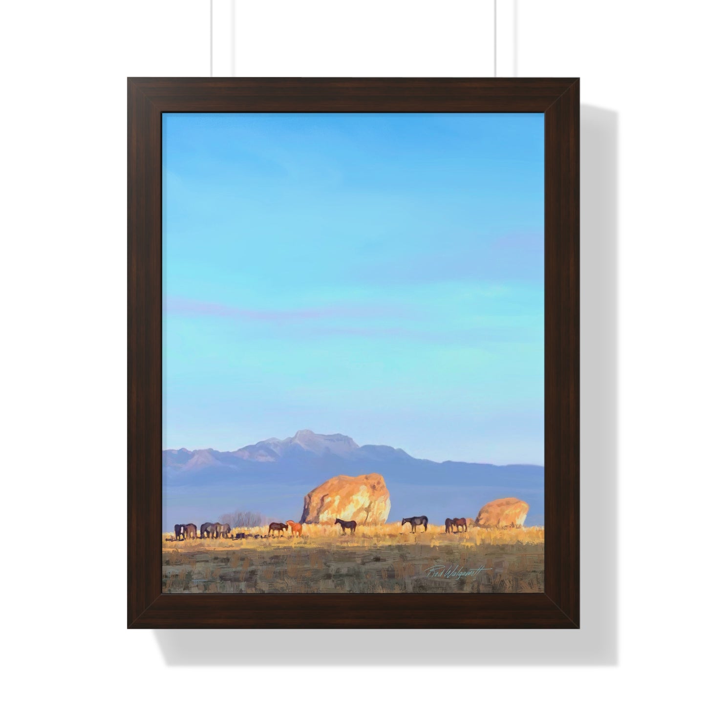 Framed Matte Print, Horses at Adobe Rock, by Rod Walgamott