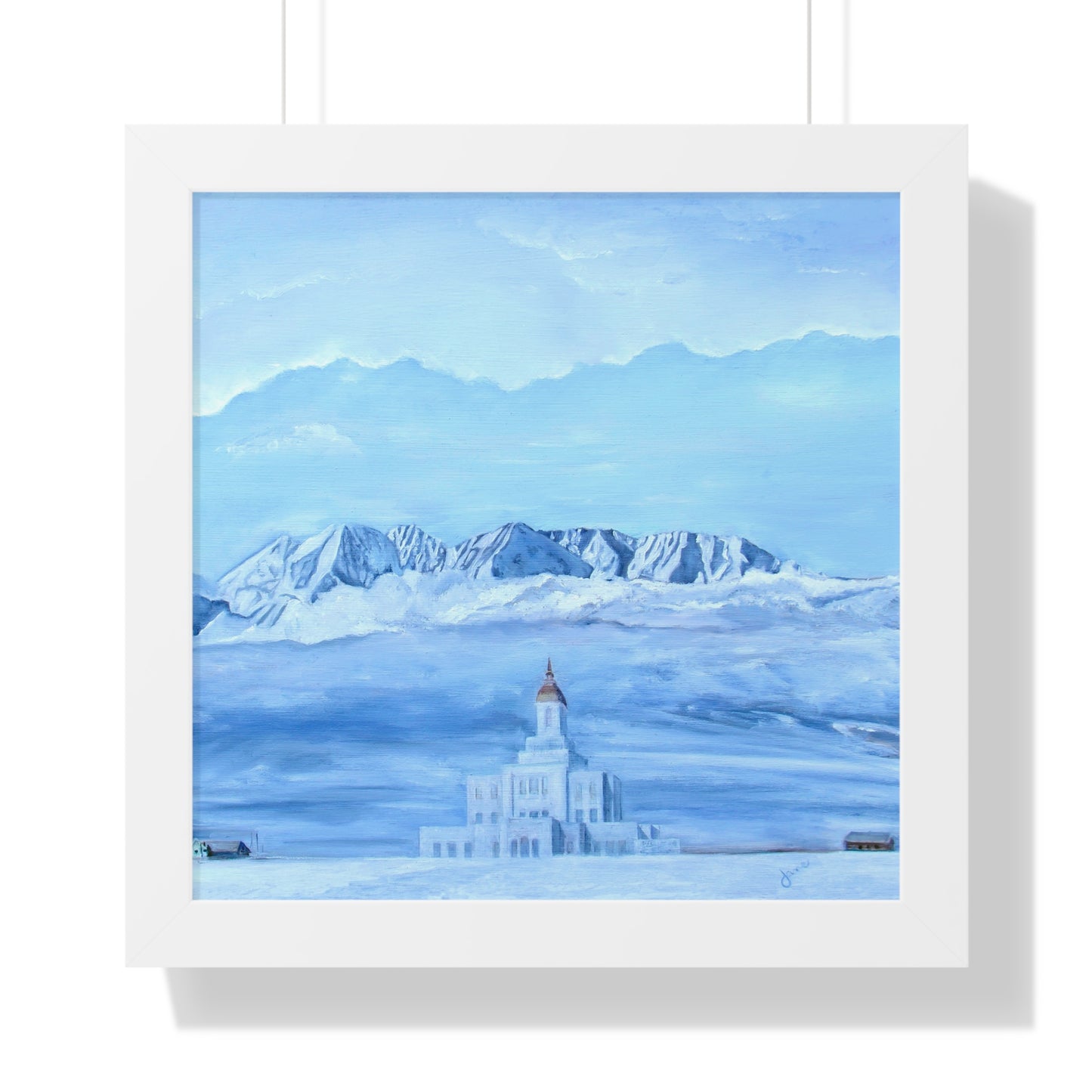Premium Matte Print--Framed, Deseret Peak Temple-Hope in the Bleak of Winter, by Jane Autry