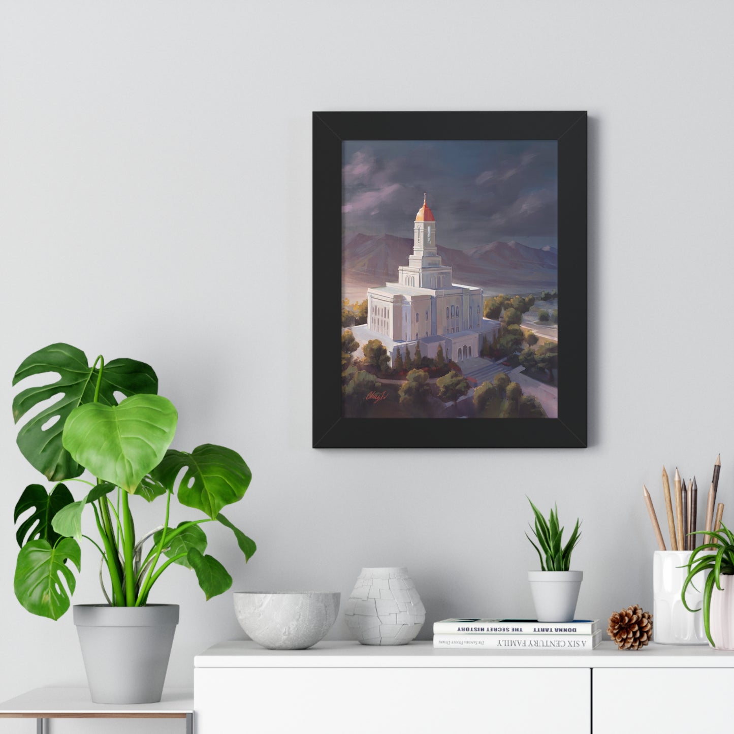 Framed Matte Print, Deseret Peak Temple--After the Storm, by Chaz Walgamott