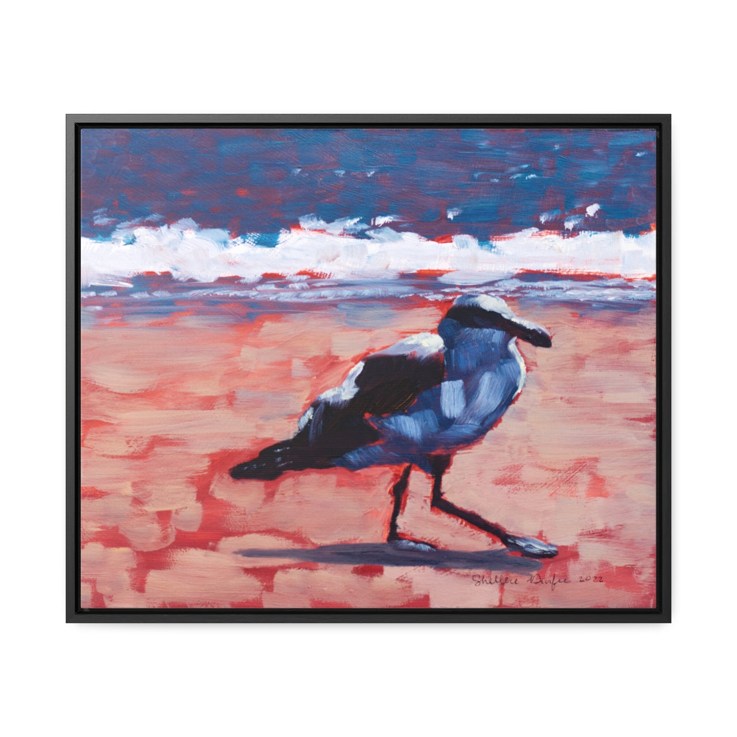 Stretched Canvas Print in Wood Frame, Seagull, by Shellece Durfee