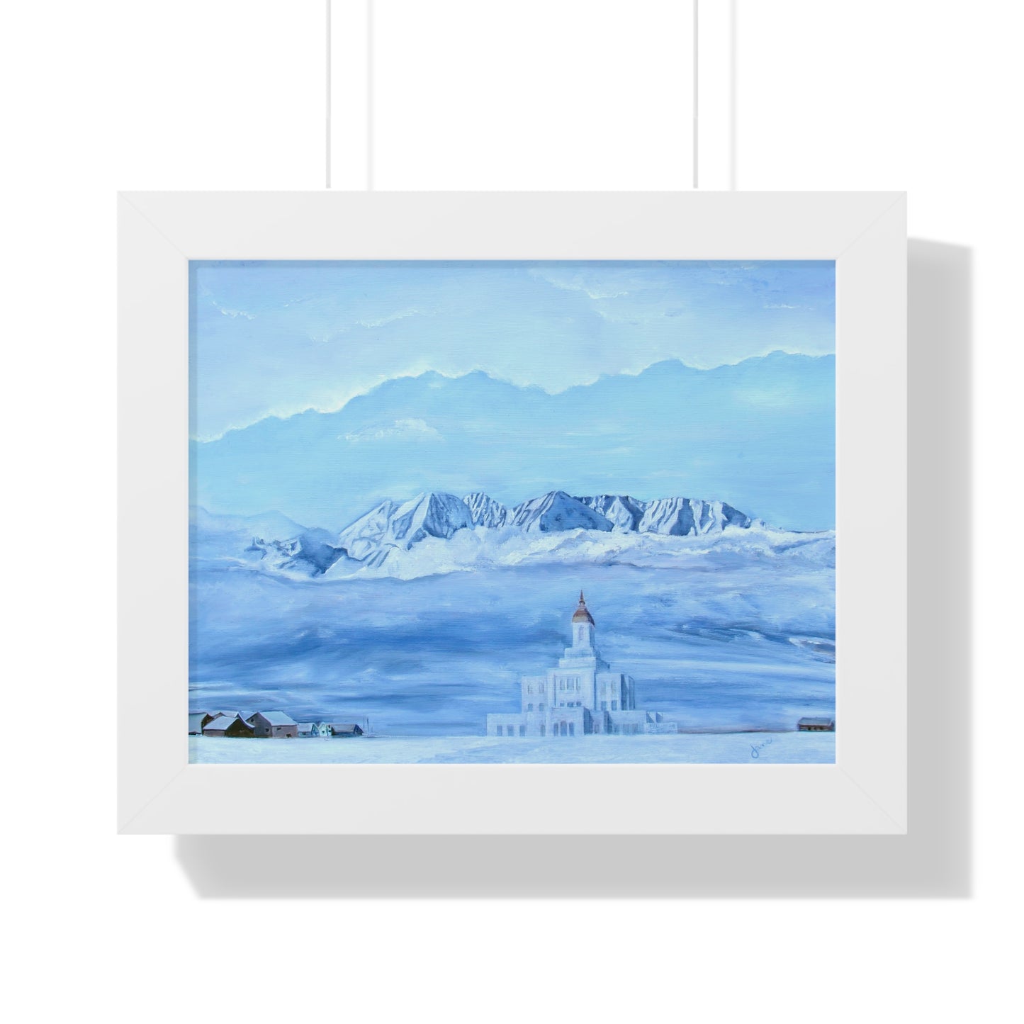 Premium Matte Print--Framed, Deseret Peak Temple-Hope in the Bleak of Winter, by Jane Autry