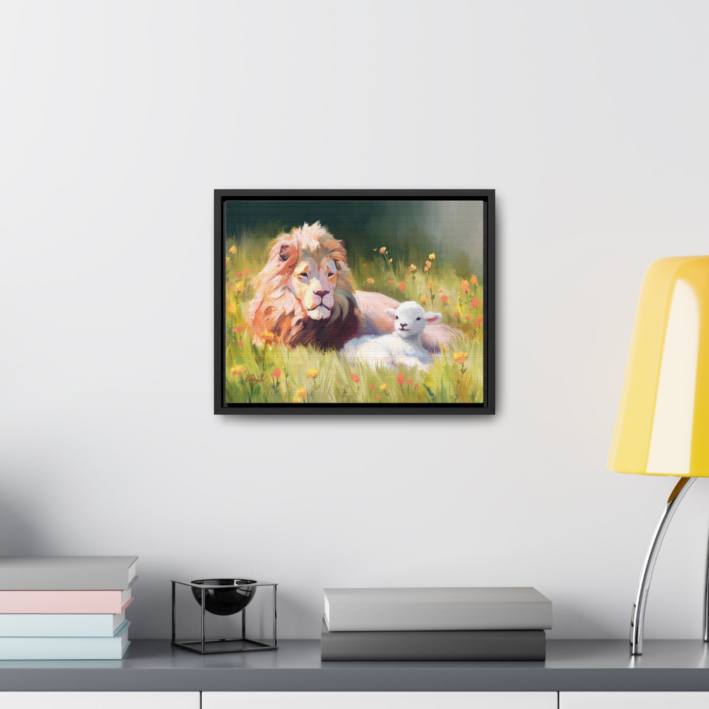 Stretched Canvas Print in Wood Frame, The Lamb and the Lion, by Chaz Walgamott