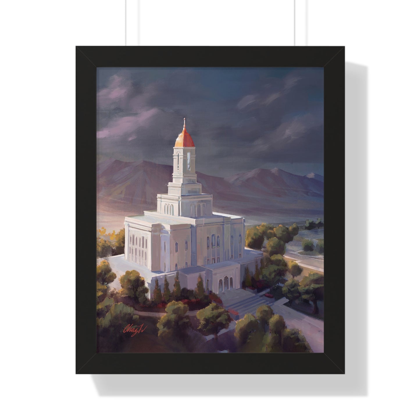 Framed Matte Print, Deseret Peak Temple--After the Storm, by Chaz Walgamott