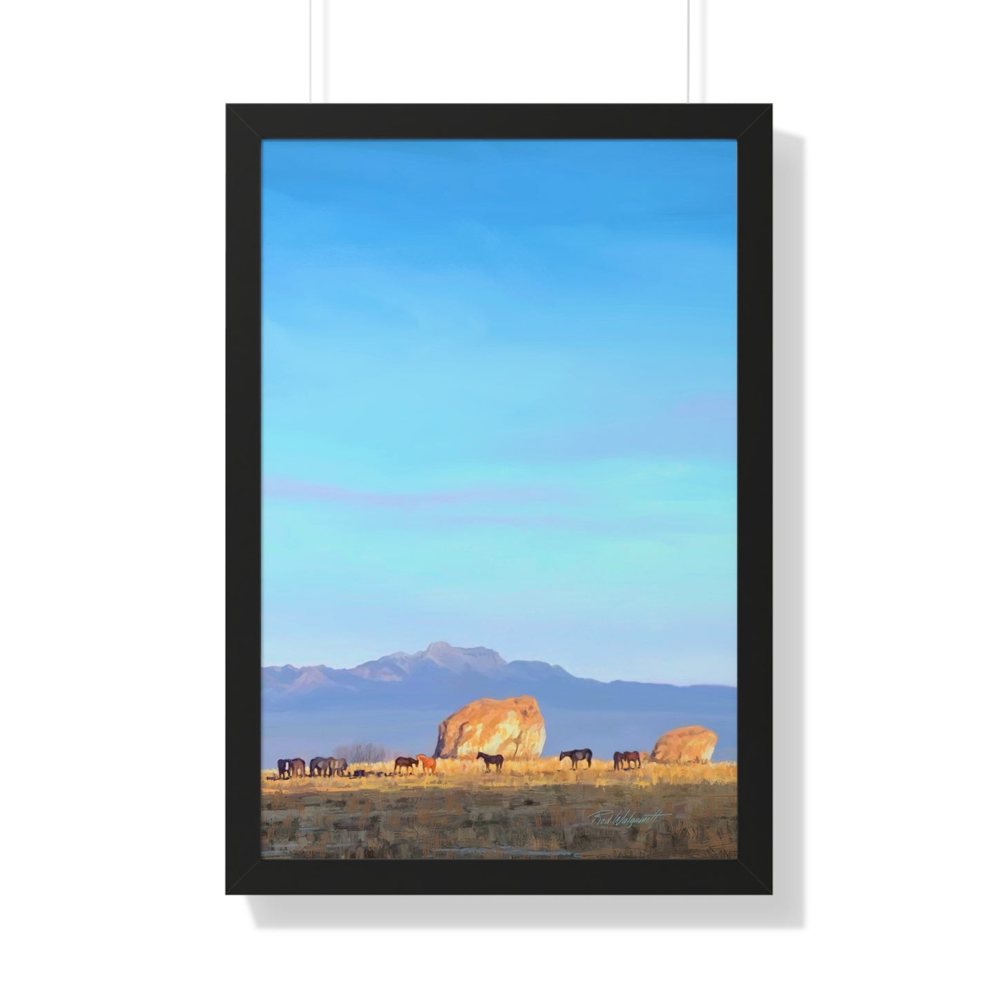 Framed Matte Print, Horses at Adobe Rock, by Rod Walgamott