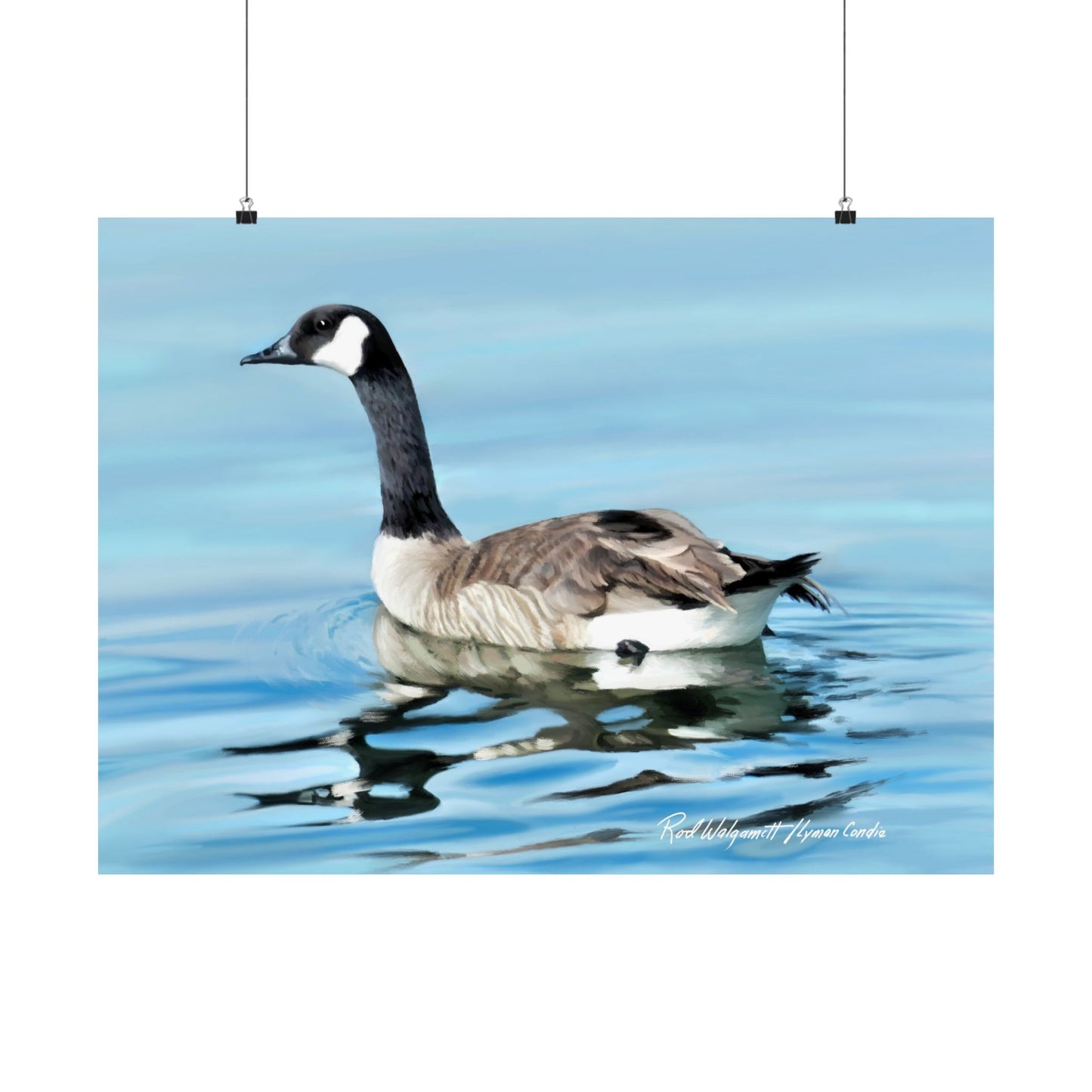 Premium Matte Print, Canada Goose on Stansbury Lake, by Rod Walgamott (Reference Photo by Lyman Condie)
