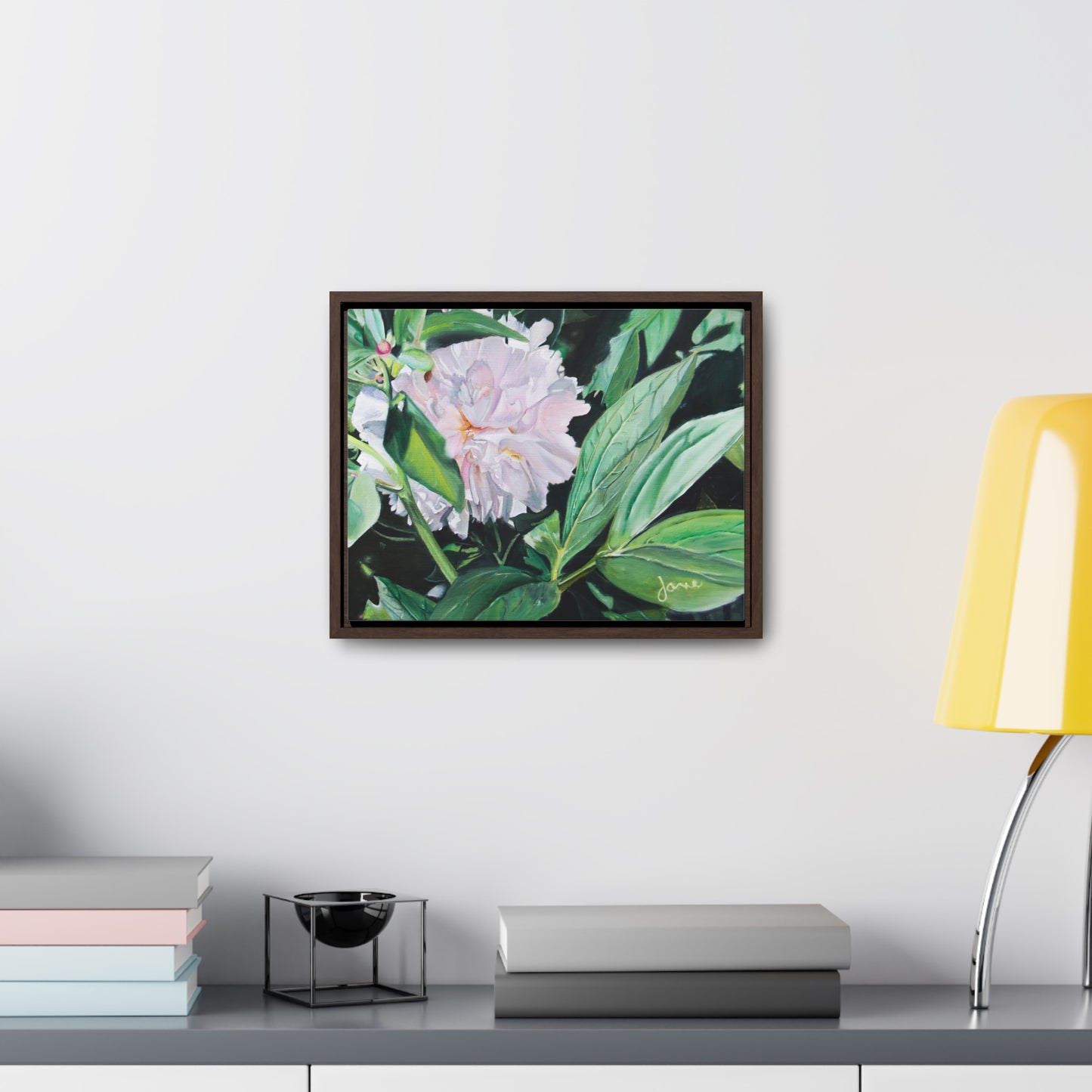 Stretched Canvas Wrap in Wood Frame, Shy Peone by Jane Autry