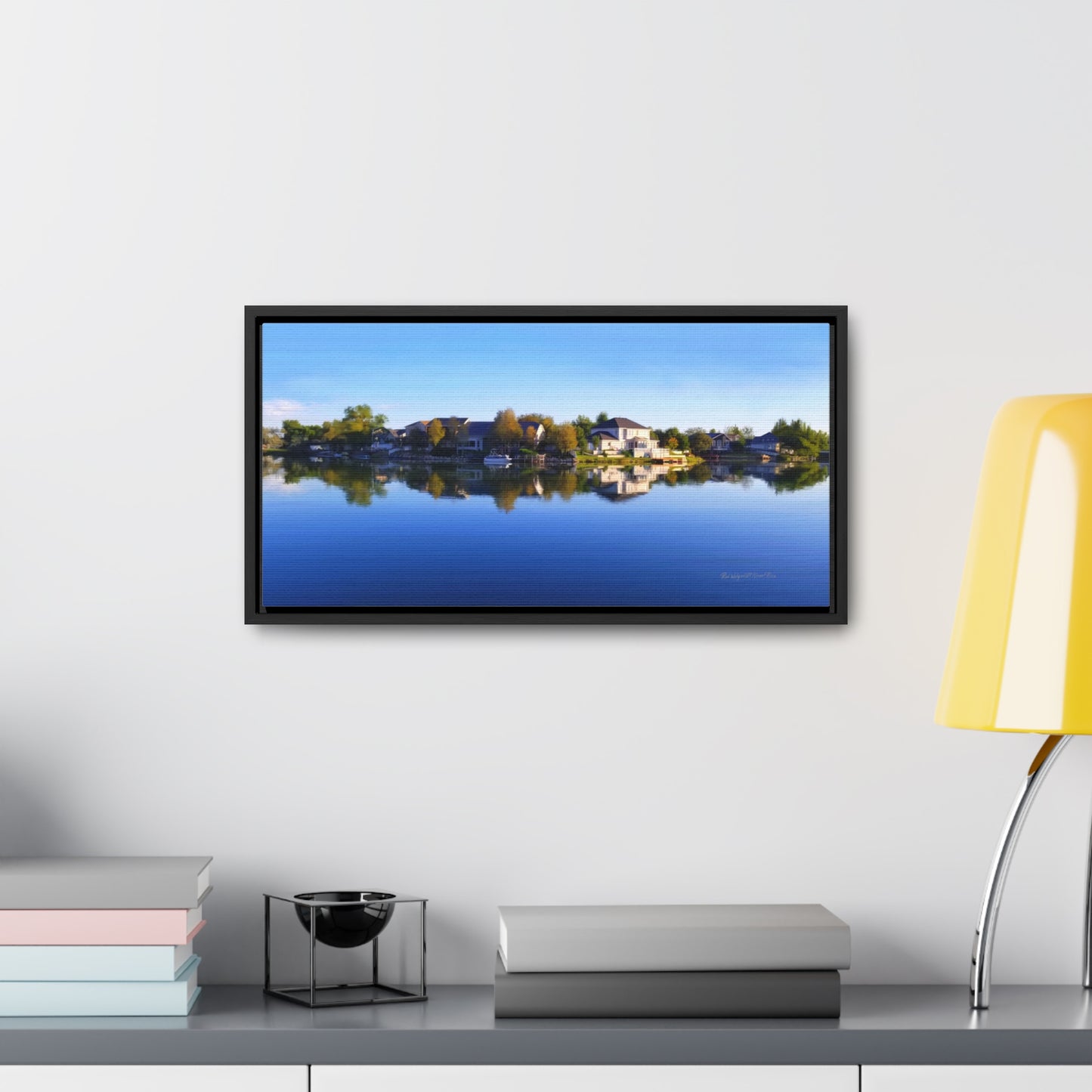 Stretched Canvas Wrap in Wood Frame, Blue Sky Reflection on Stansbury Lake, by Rod Walgamott