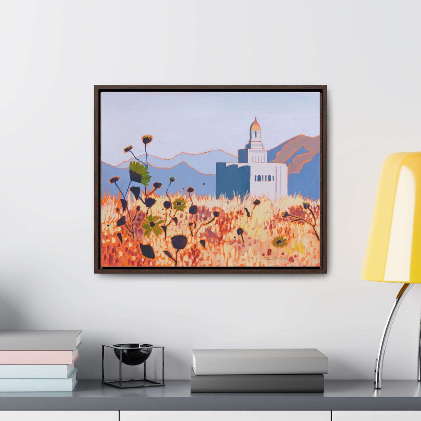 Stretched Canvas Print in Wood Frame--Deseret Peak Temple by Shellece Durfee