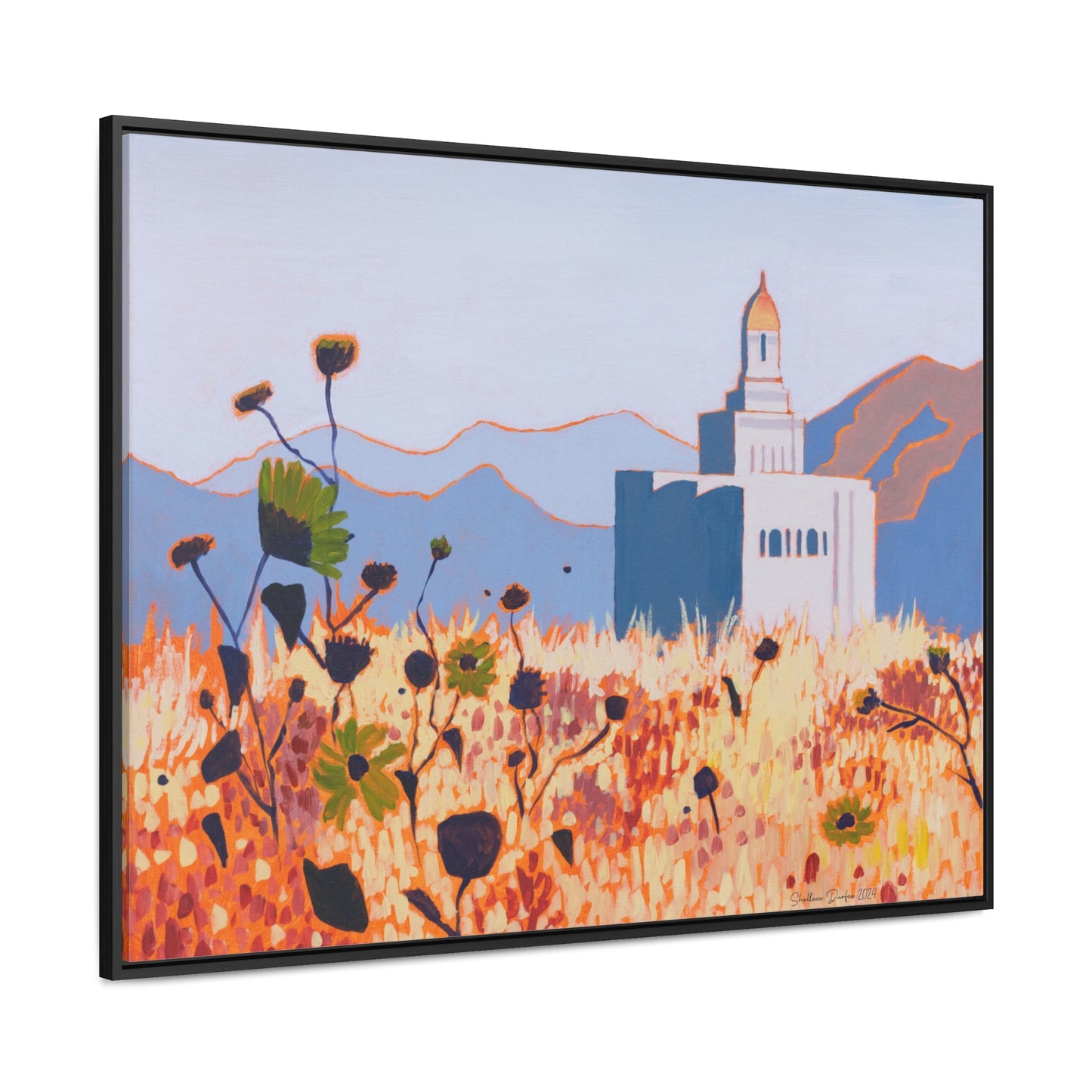 Stretched Canvas Print in Wood Frame--Deseret Peak Temple by Shellece Durfee