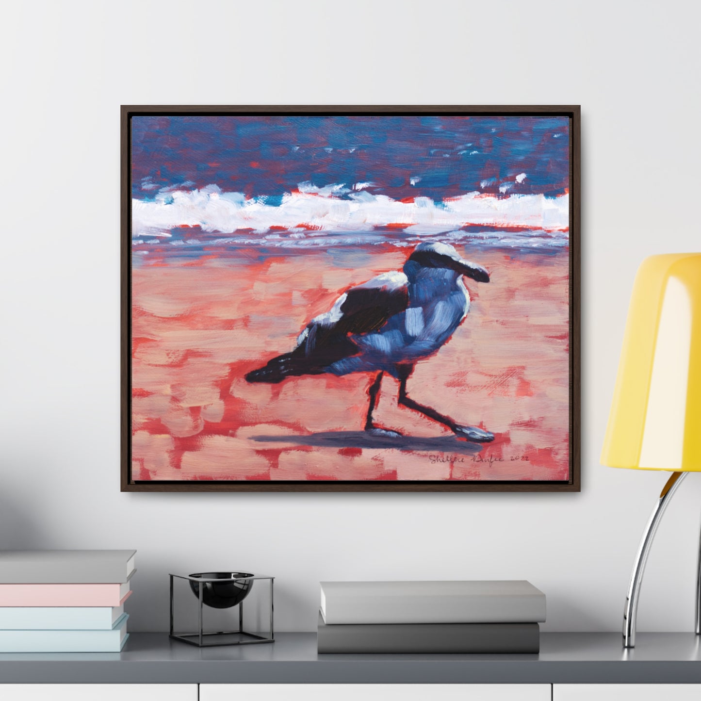 Stretched Canvas Print in Wood Frame, Seagull, by Shellece Durfee
