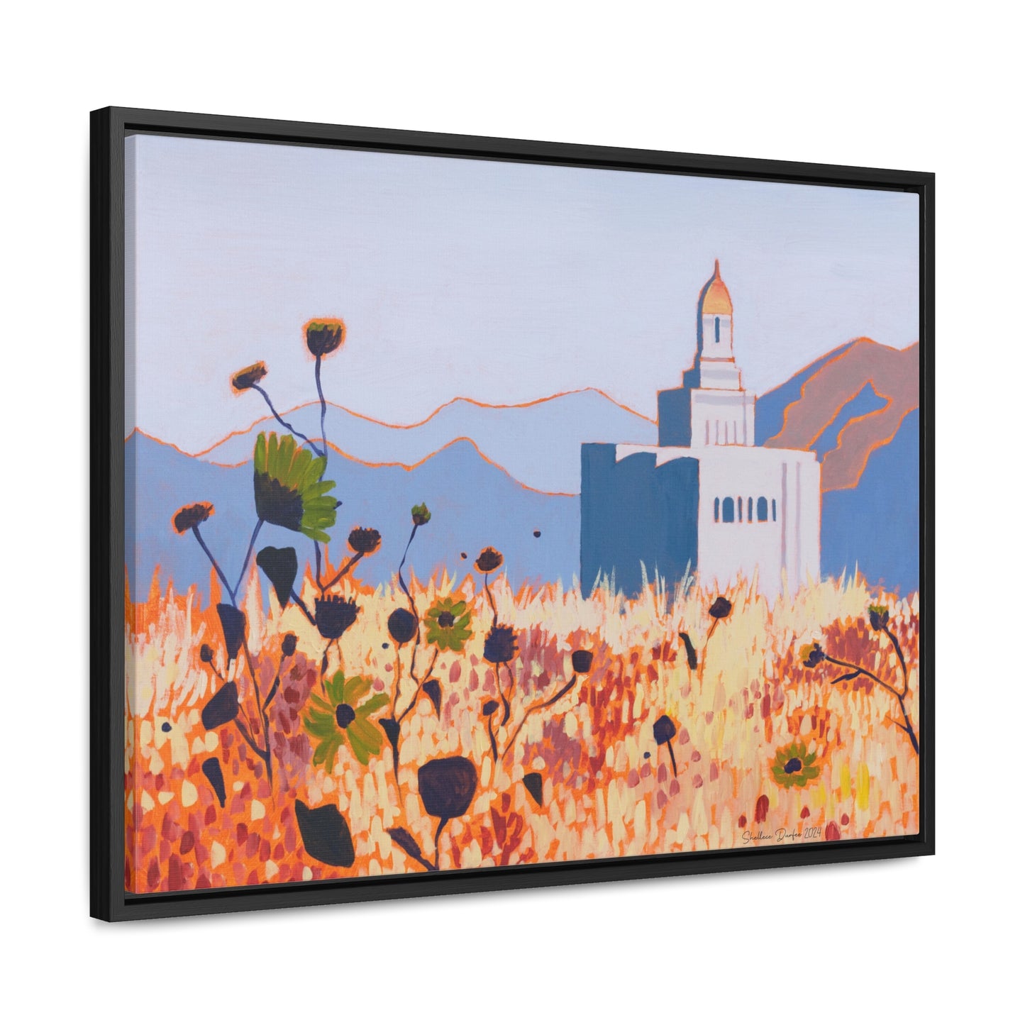 Stretched Canvas Print in Wood Frame--Deseret Peak Temple by Shellece Durfee