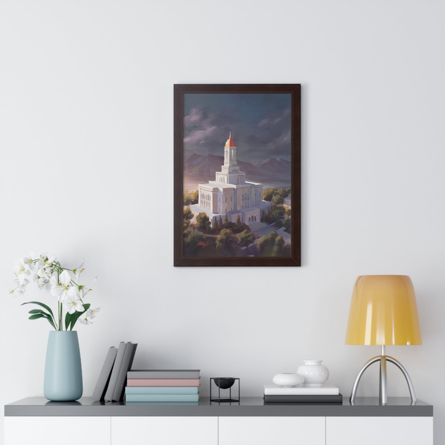 Framed Matte Print, Deseret Peak Temple--After the Storm, by Chaz Walgamott