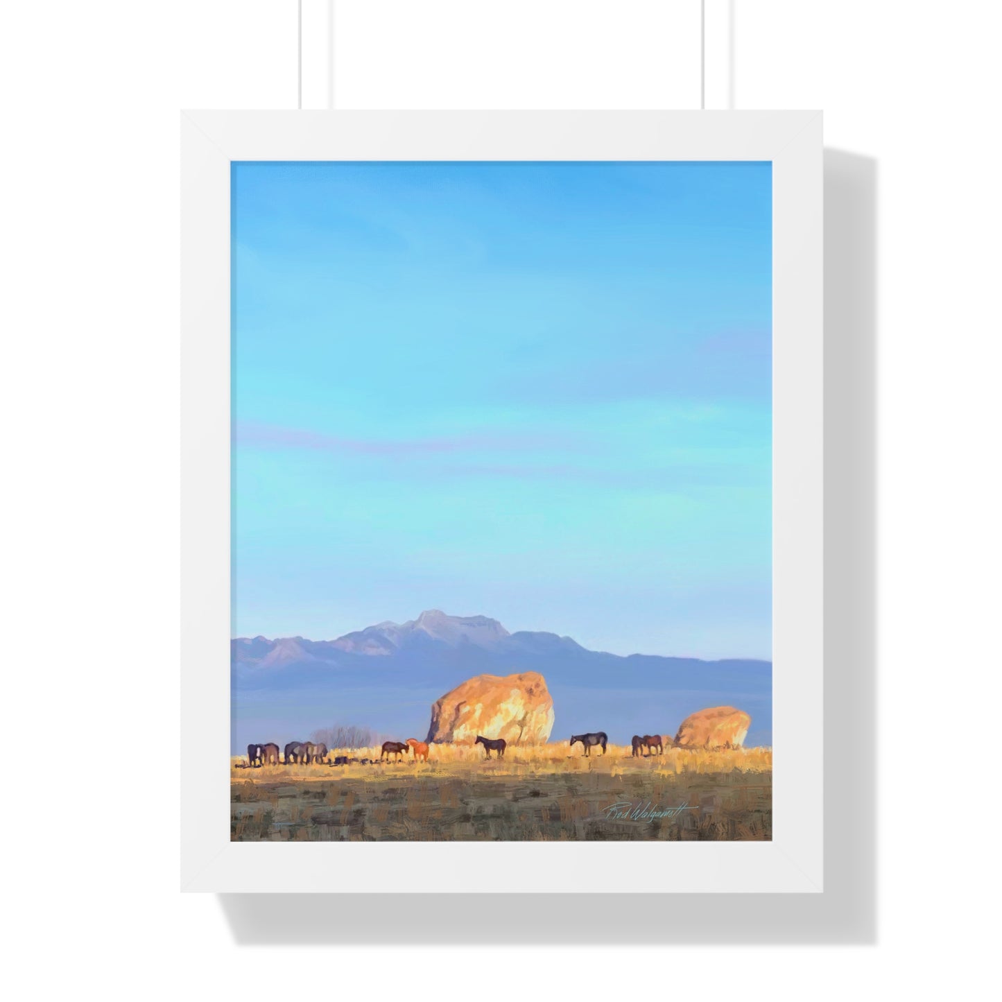 Framed Matte Print, Horses at Adobe Rock, by Rod Walgamott