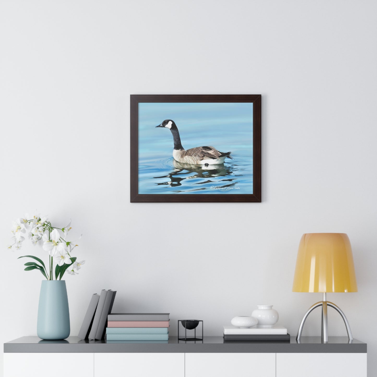Framed Matte Print, Canada Goose on Stansbury Lake, by Rod Walgamott