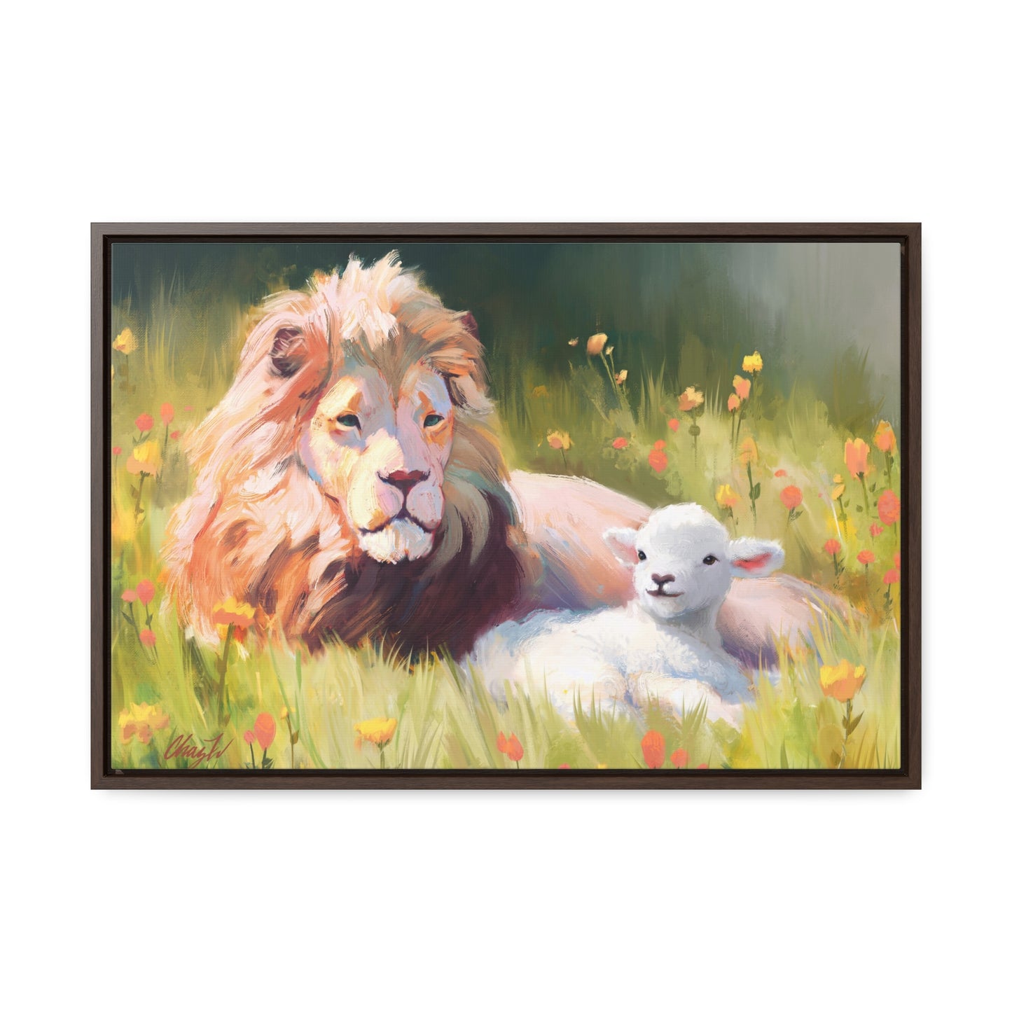 Stretched Canvas Print in Wood Frame, The Lamb and the Lion, by Chaz Walgamott