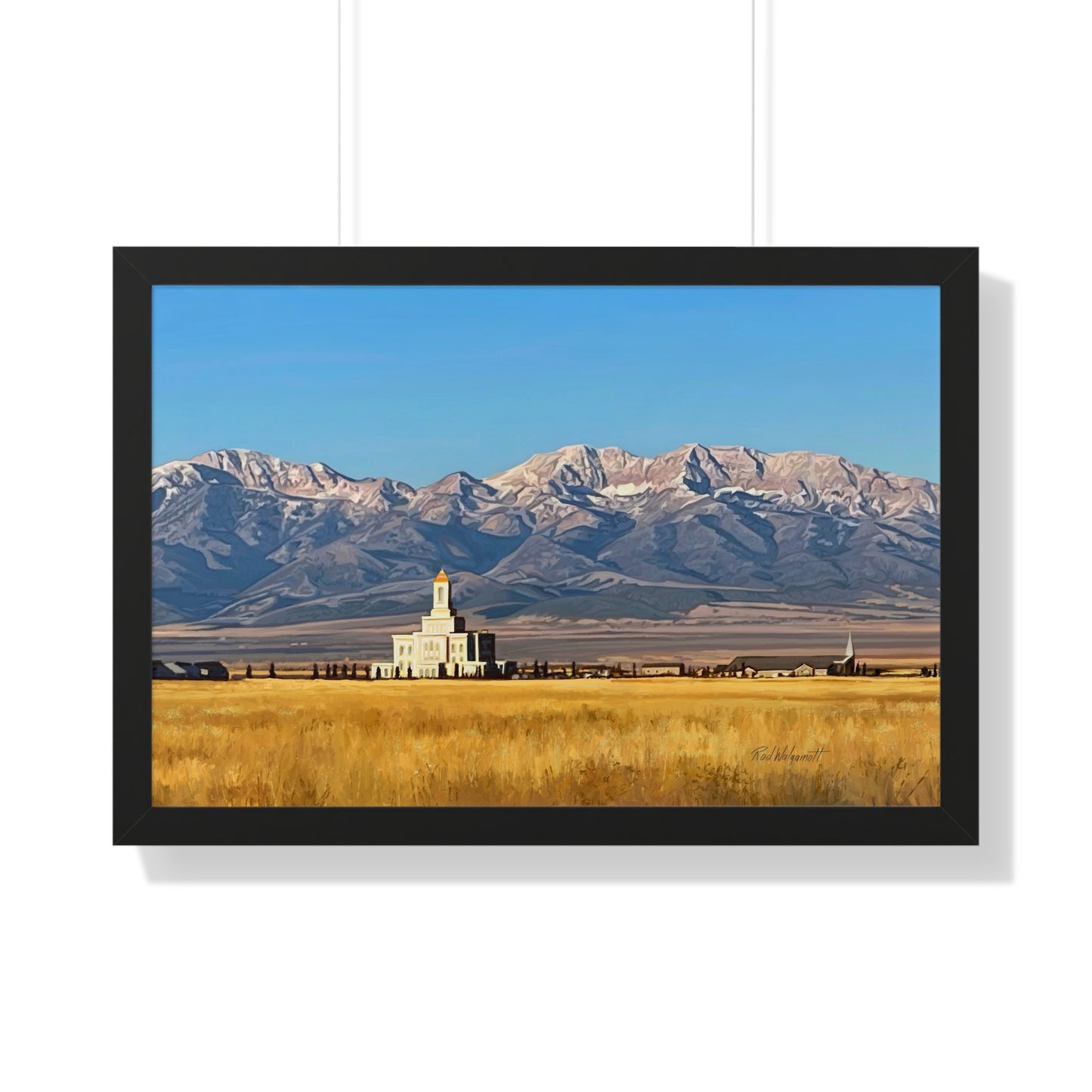 Premium Matte Print--Framed, Deseret Peak Temple and Deseret Peak, by Rod Walgamott