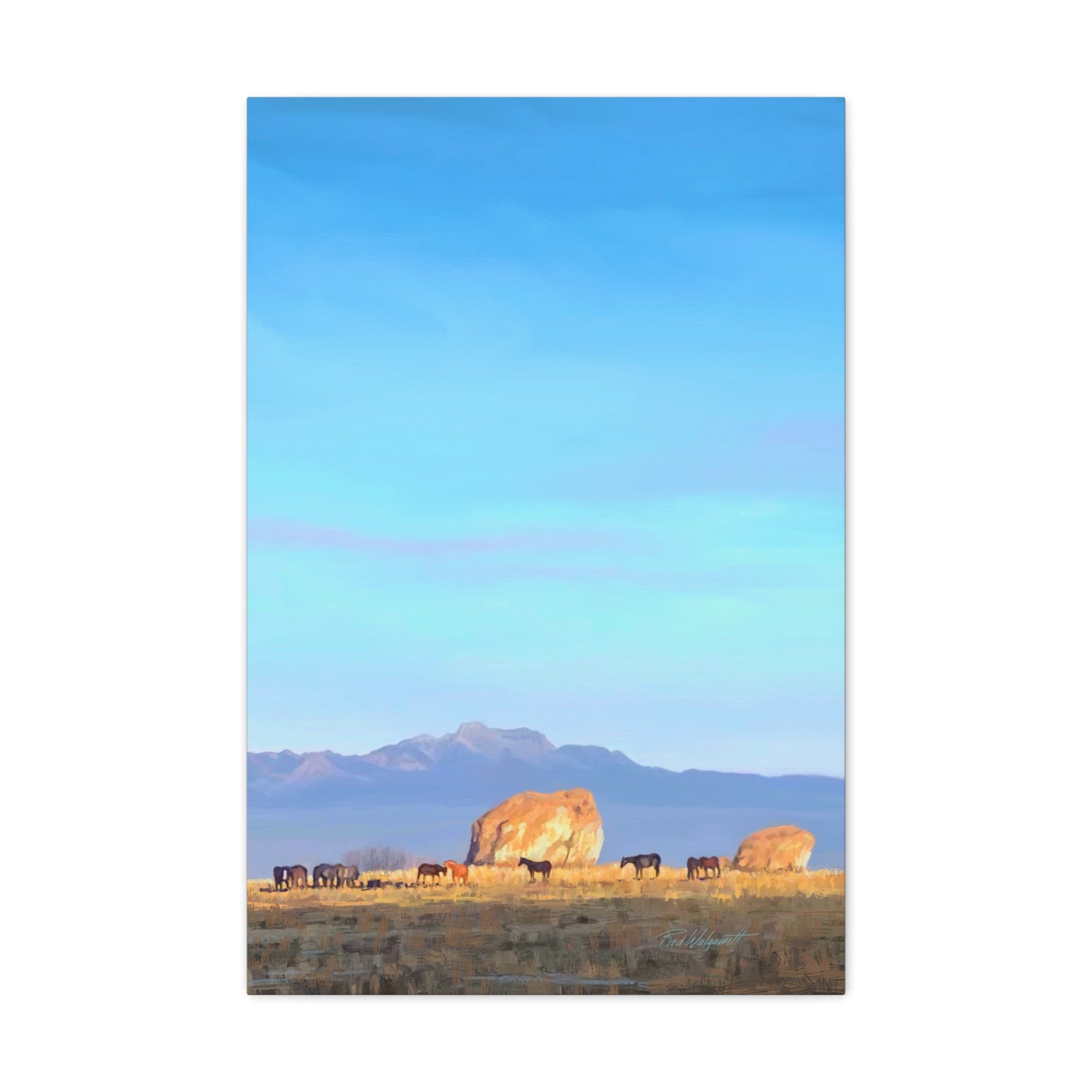 Canvas Gallery Wrap-Horses at Adobe Rock by Rod Walgamott