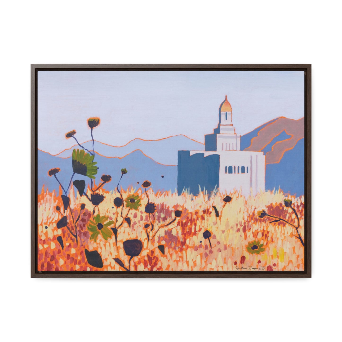 Stretched Canvas Print in Wood Frame--Deseret Peak Temple by Shellece Durfee