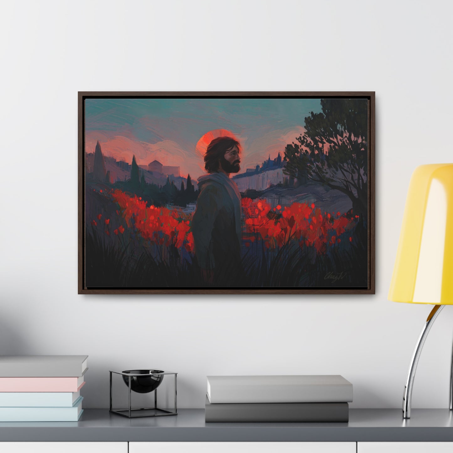 Stretched Canvas Print in Wood Frame, "Though as Scarlet" by Chaz Walgamott