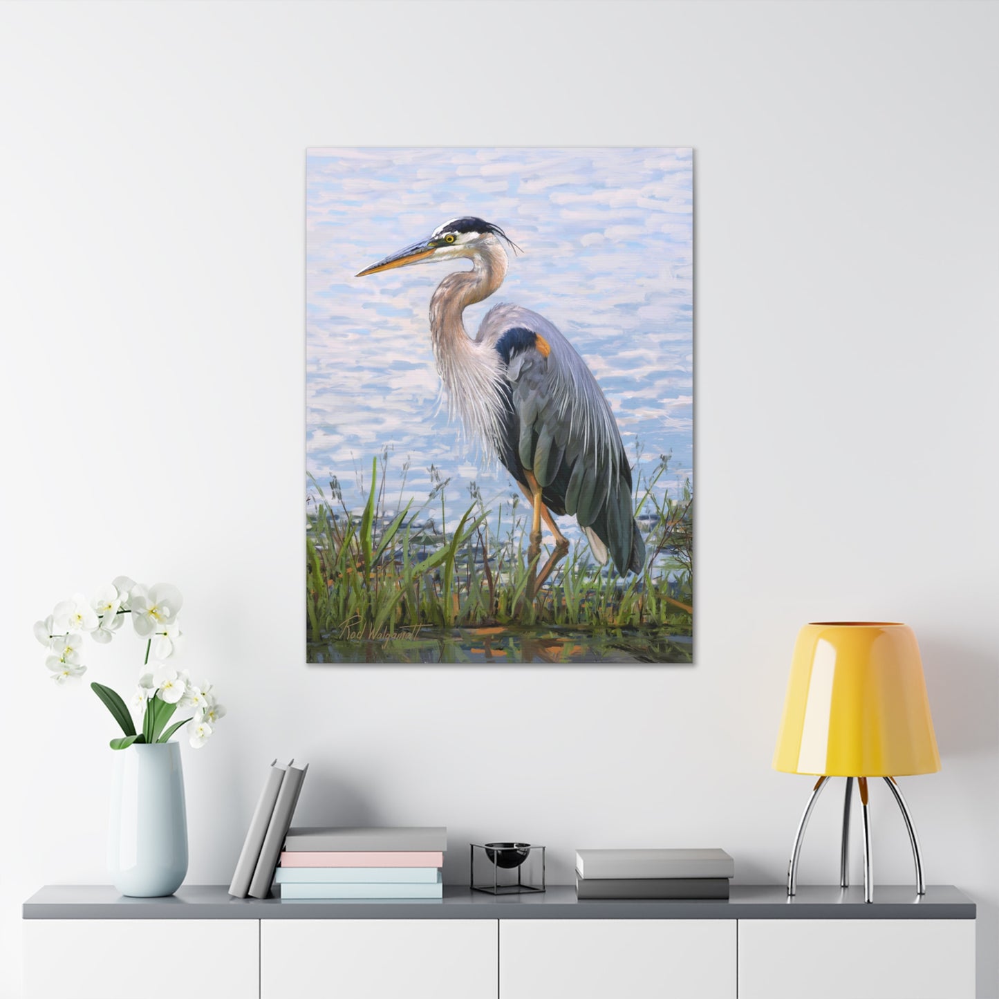 Gallery Wrap Canvas, Blue Heron at Stansbury Lake by Rod Walgamott