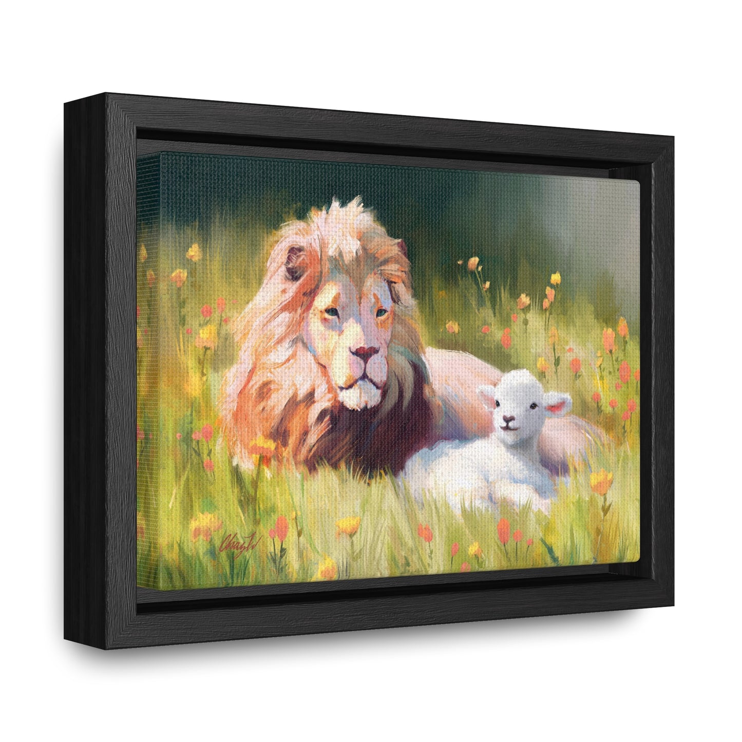 Stretched Canvas Print in Wood Frame, The Lamb and the Lion, by Chaz Walgamott