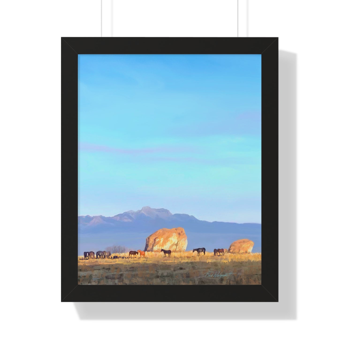 Framed Matte Print, Horses at Adobe Rock, by Rod Walgamott