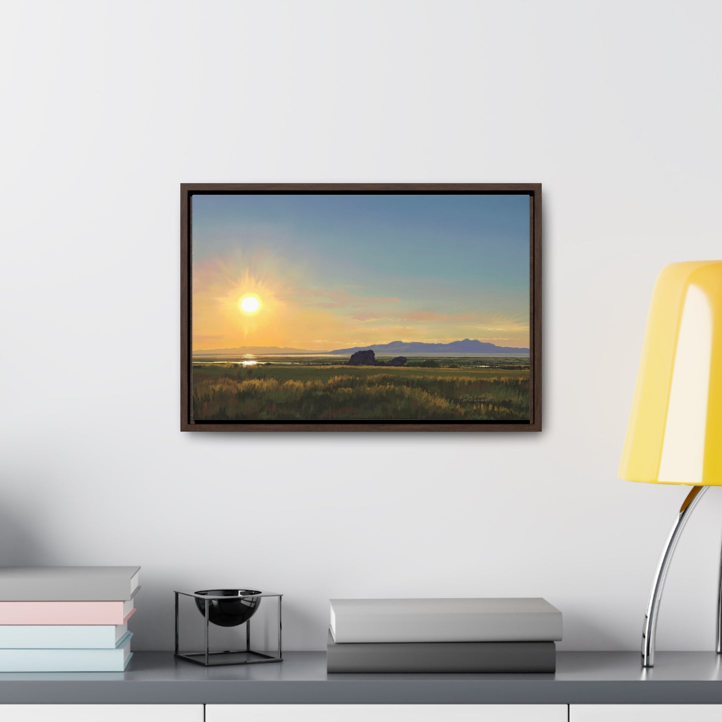 Canvas Wrap in Wood Frame, Adobe Rock Sunset, by Rod Walgamott