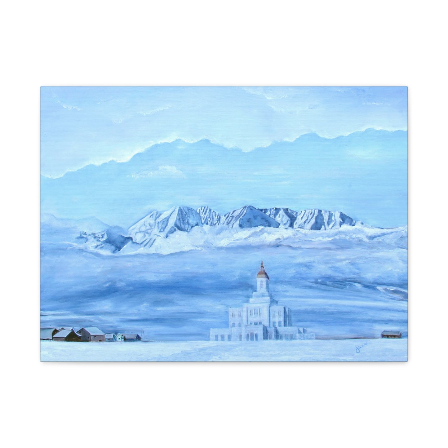 Deseret Peak Temple--Hope in the Bleak of Winter, by Jane Autry, Canvas Gallery Wrap