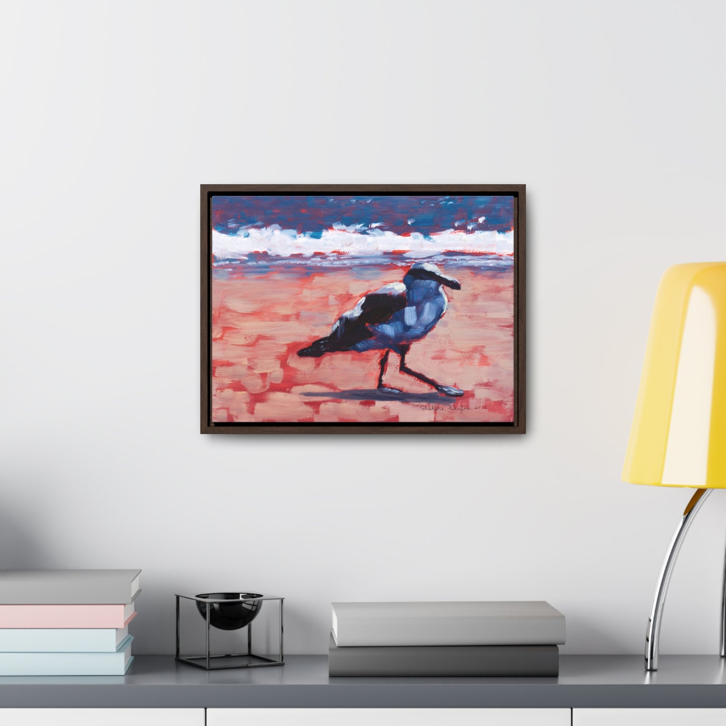 Stretched Canvas Print in Wood Frame, Seagull, by Shellece Durfee