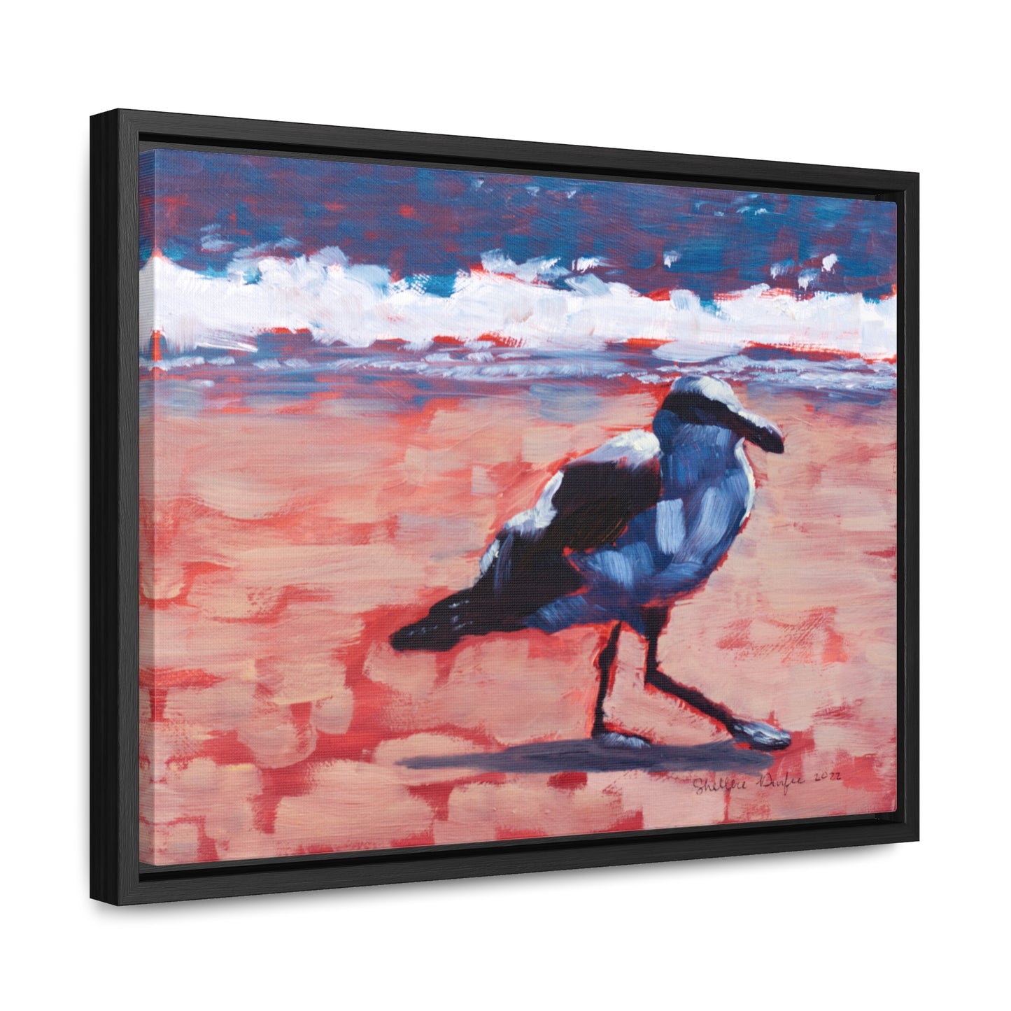Stretched Canvas Print in Wood Frame, Seagull, by Shellece Durfee