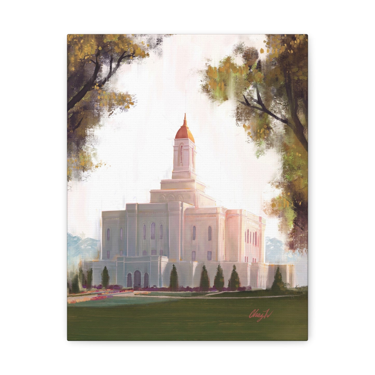 Canvas Gallery Wrap, Deseret Peak Temple-Golden, by Chaz Walgamott