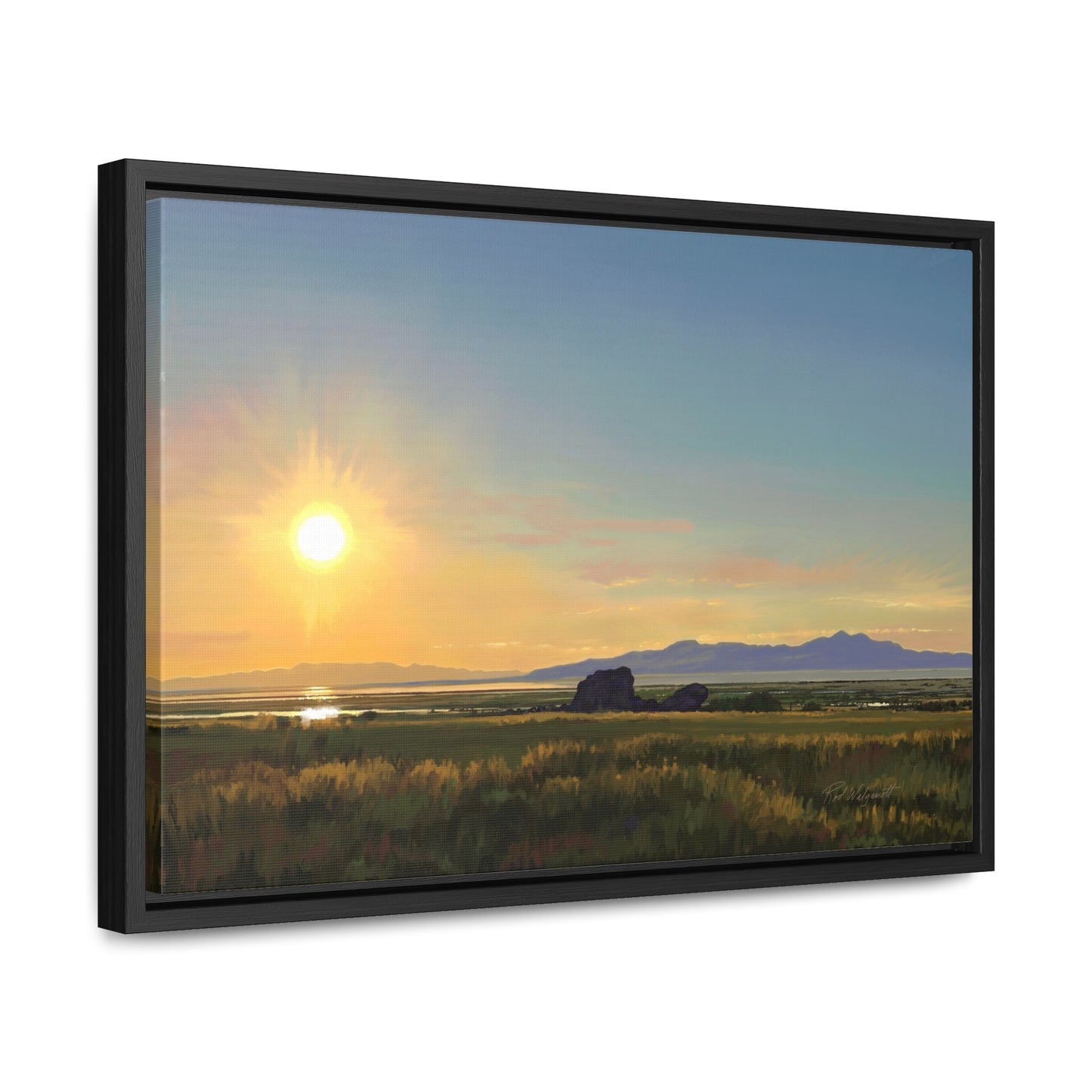 Canvas Wrap in Wood Frame, Adobe Rock Sunset, by Rod Walgamott