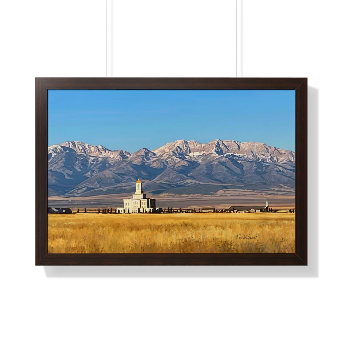 Premium Matte Print--Framed, Deseret Peak Temple and Deseret Peak, by Rod Walgamott