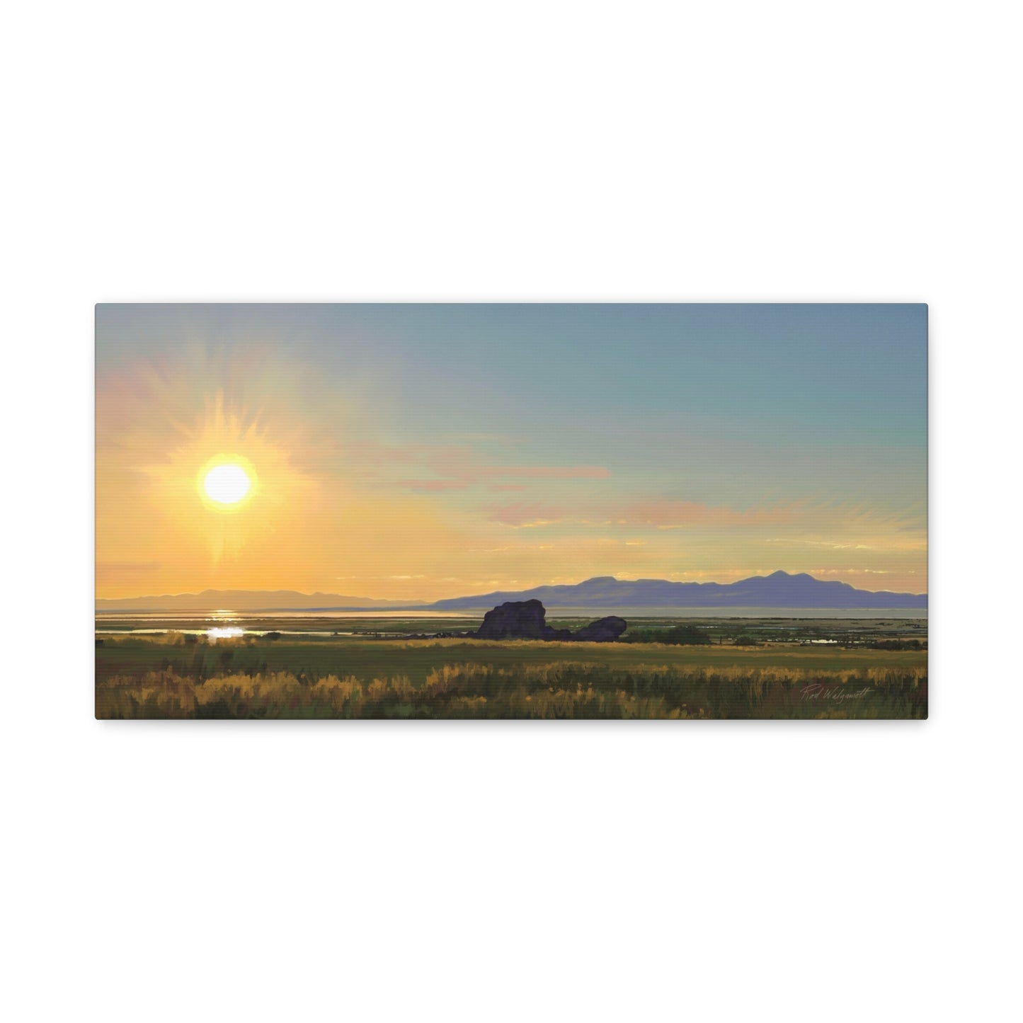 Adobe Rock Sunset, by Rod Walgamott-Canvas Gallery Wrap