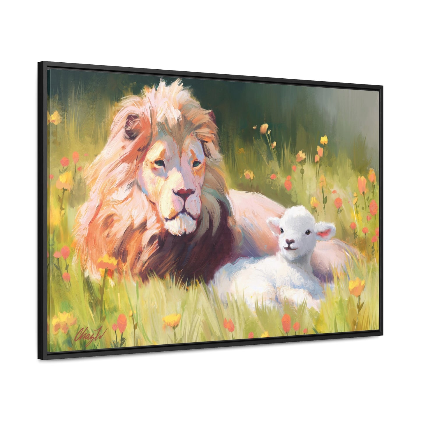 Stretched Canvas Print in Wood Frame, The Lamb and the Lion, by Chaz Walgamott