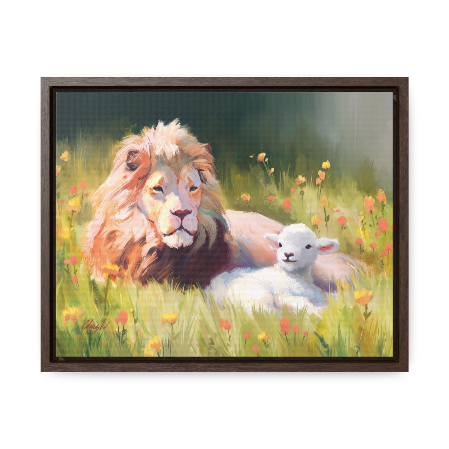 Stretched Canvas Print in Wood Frame, The Lamb and the Lion, by Chaz Walgamott