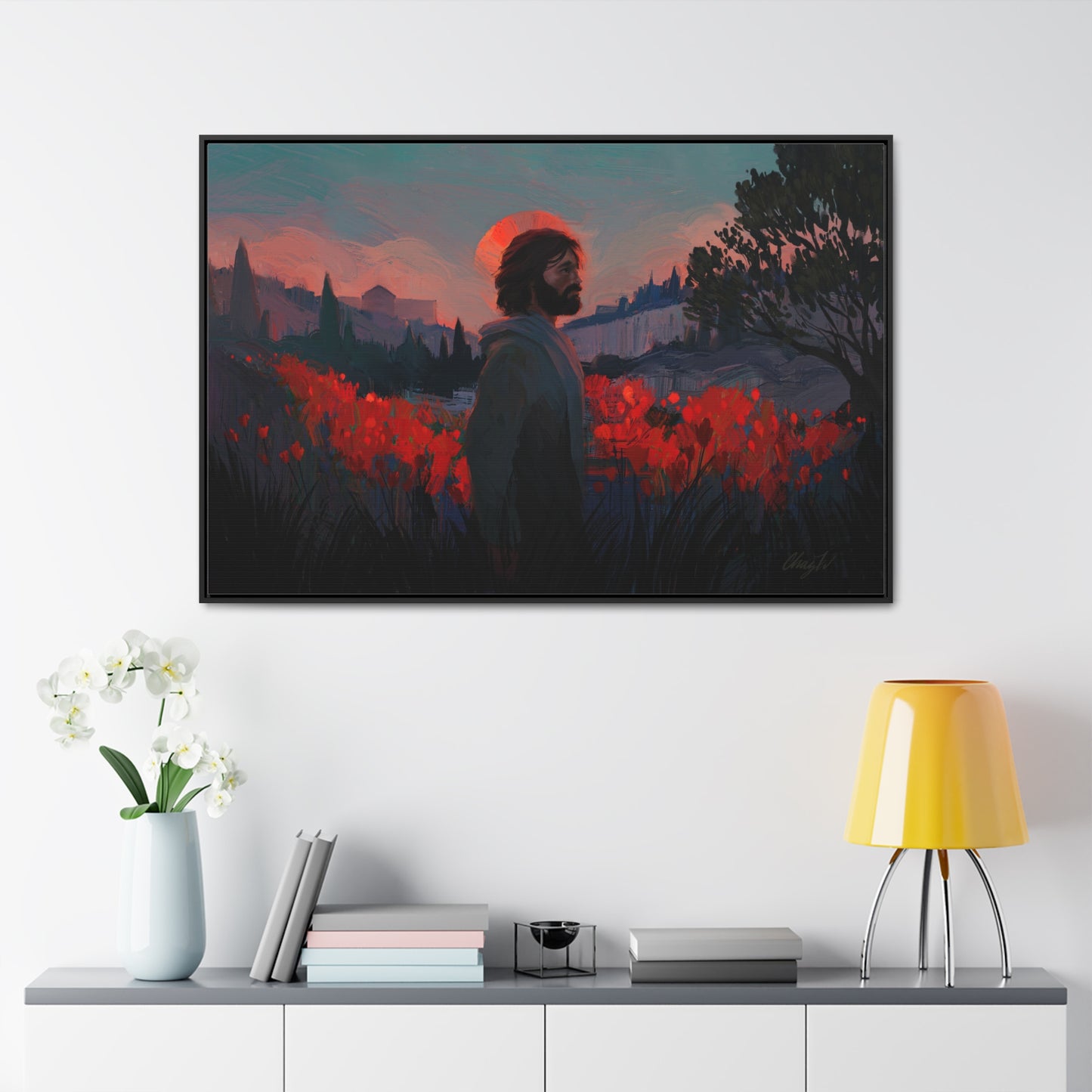Stretched Canvas Print in Wood Frame, "Though as Scarlet" by Chaz Walgamott