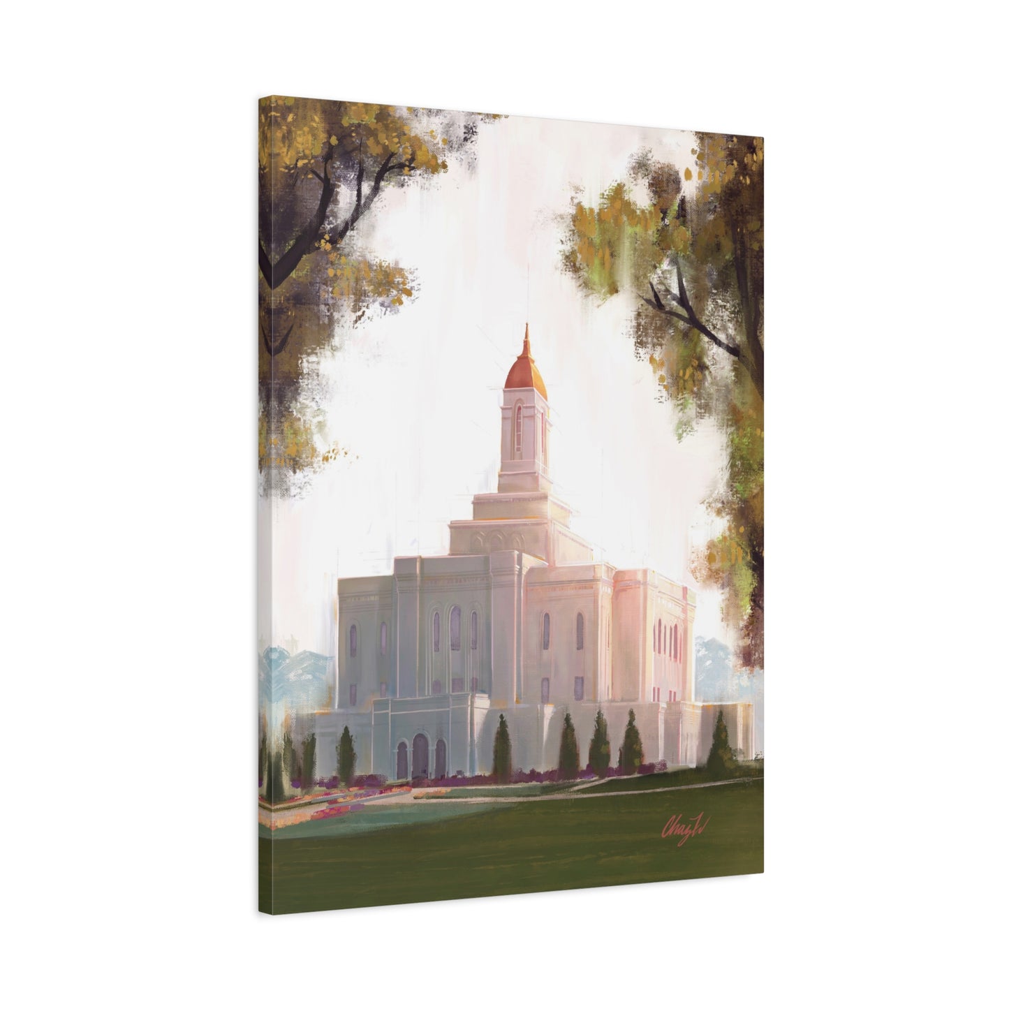 Canvas Gallery Wrap, Deseret Peak Temple-Golden, by Chaz Walgamott