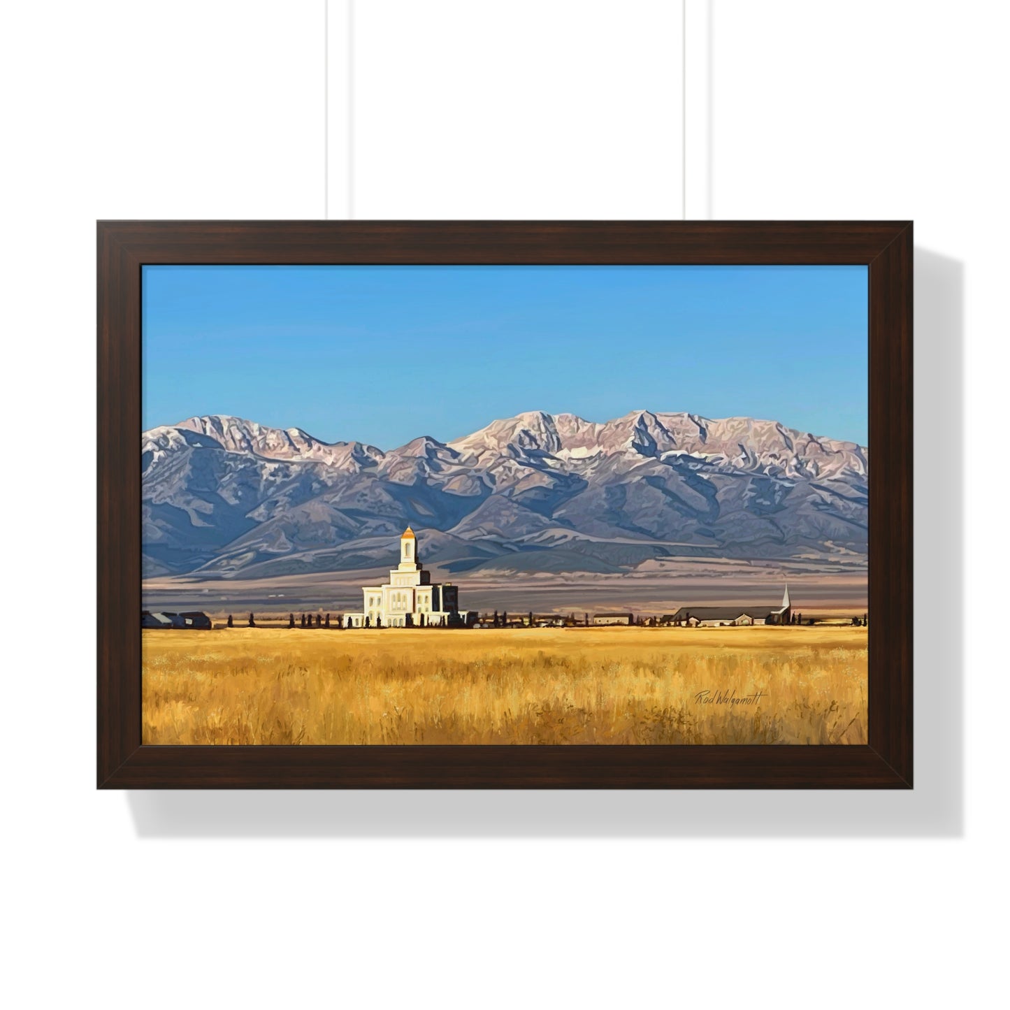 Premium Matte Print--Framed, Deseret Peak Temple and Deseret Peak, by Rod Walgamott
