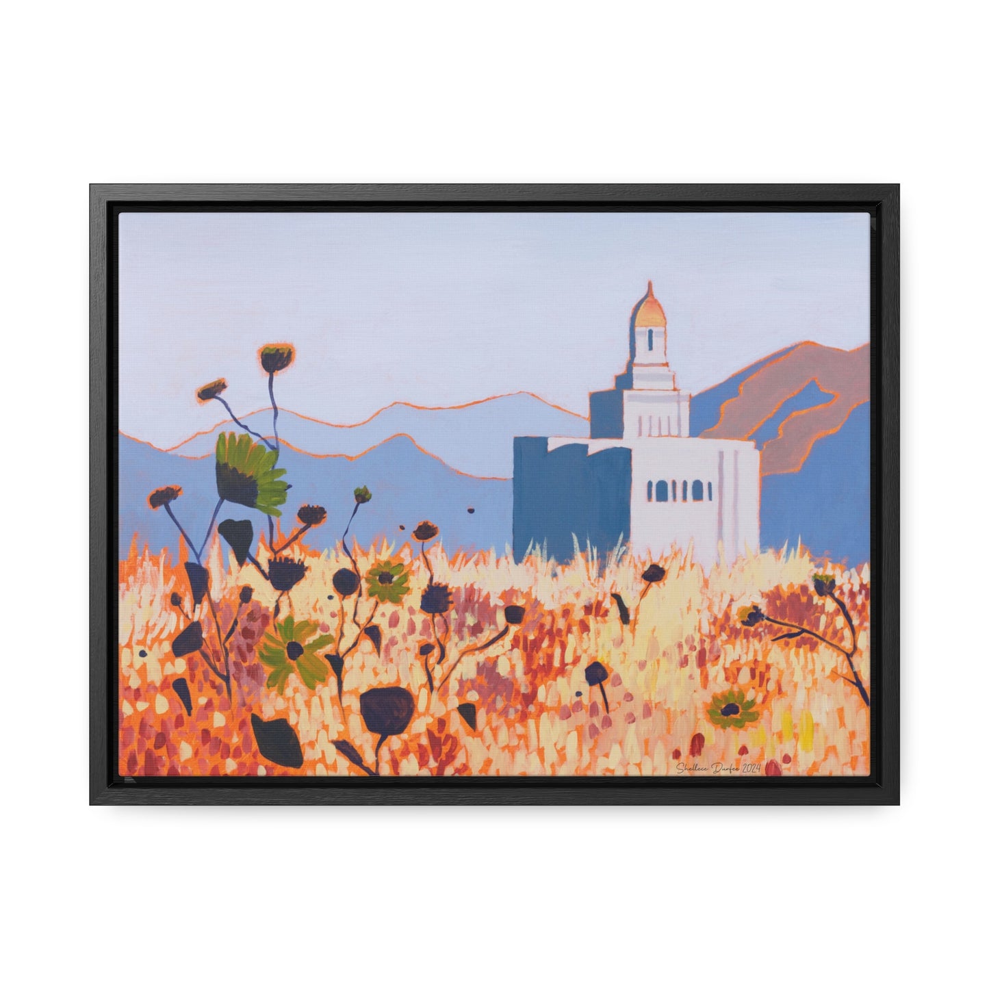 Stretched Canvas Print in Wood Frame--Deseret Peak Temple by Shellece Durfee