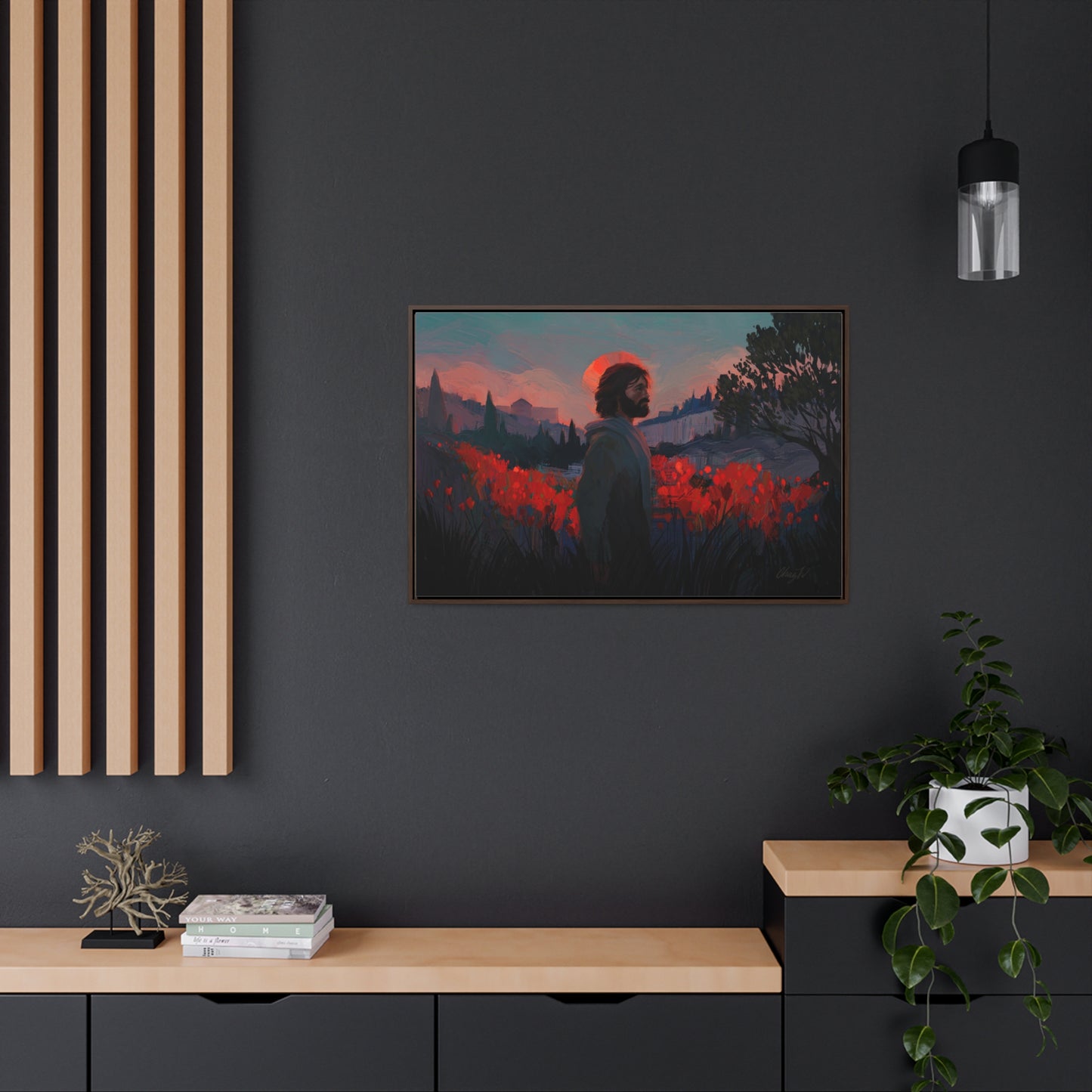 Stretched Canvas Print in Wood Frame, "Though as Scarlet" by Chaz Walgamott