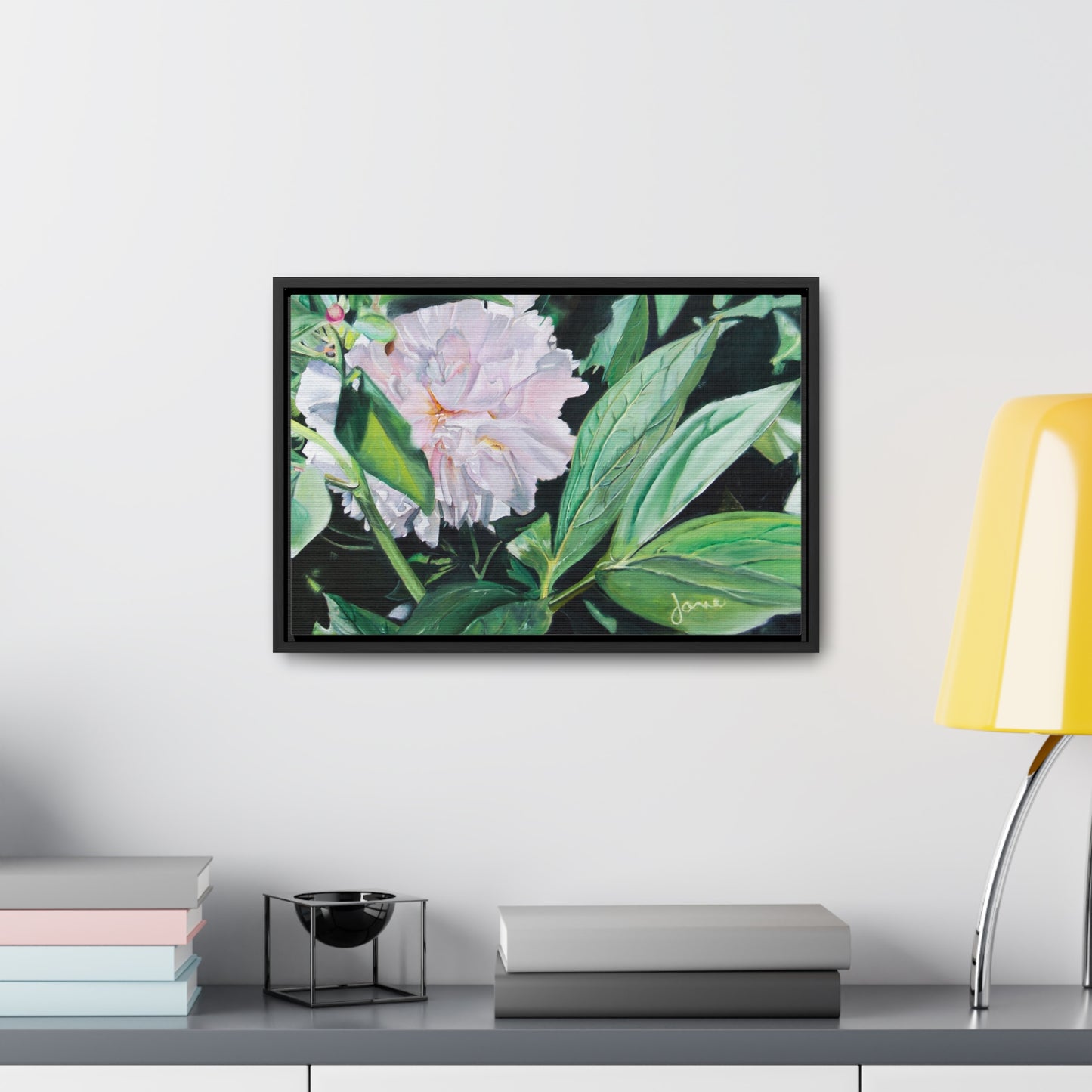 Stretched Canvas Wrap in Wood Frame, Shy Peone by Jane Autry