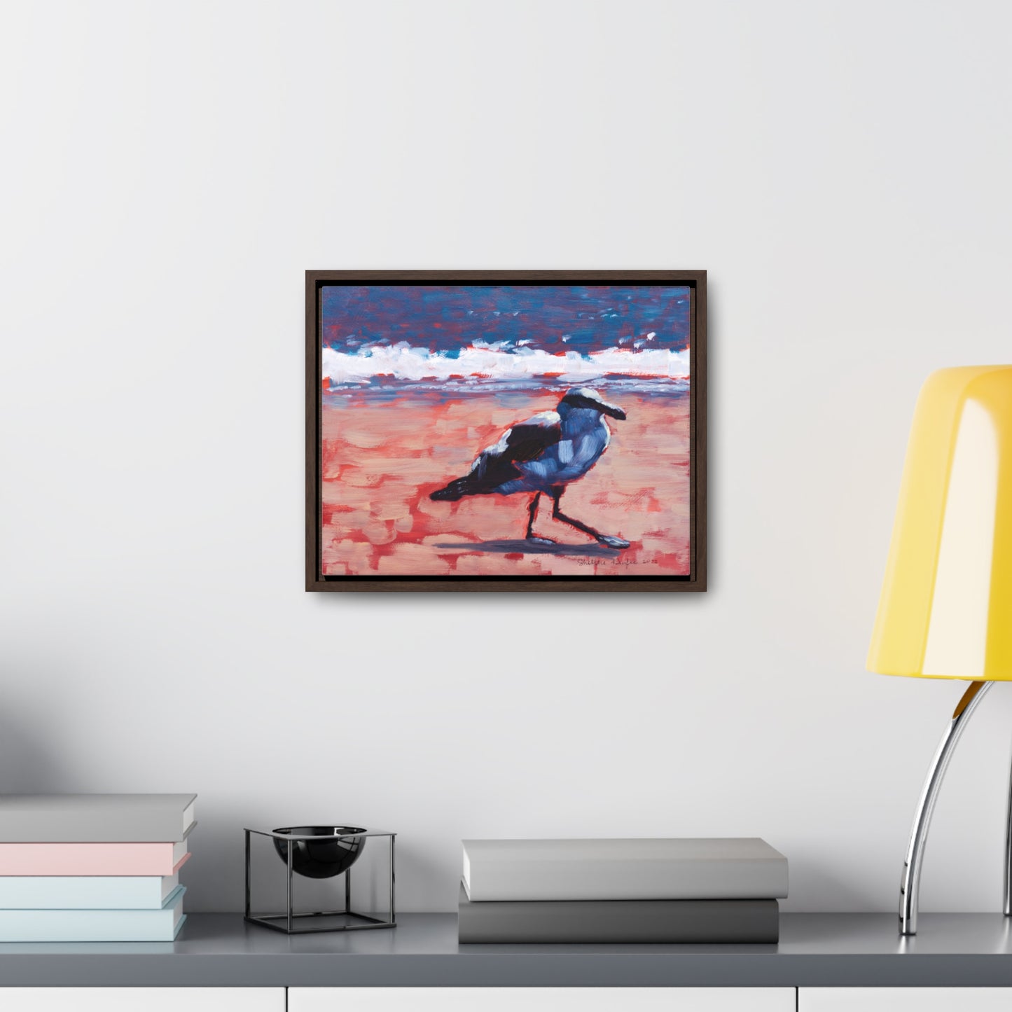 Stretched Canvas Print in Wood Frame, Seagull, by Shellece Durfee