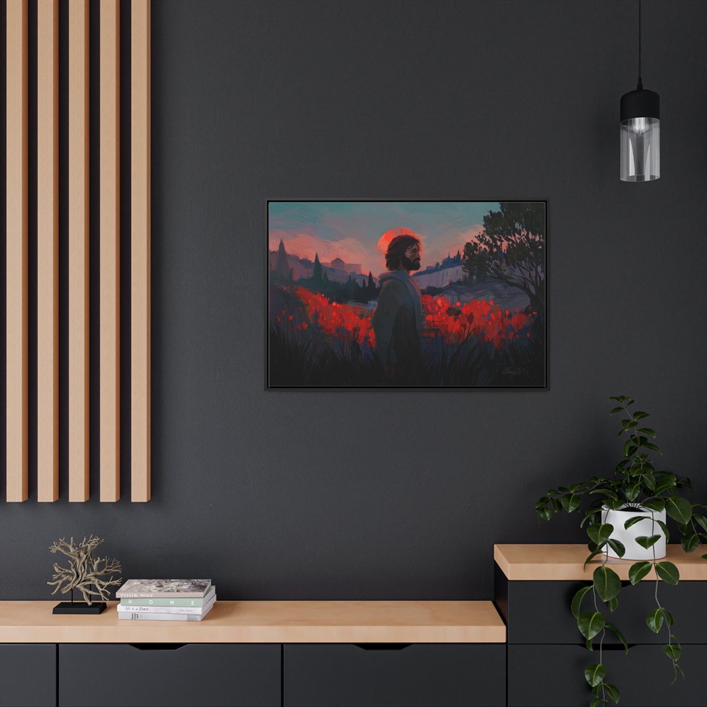Stretched Canvas Print in Wood Frame, "Though as Scarlet" by Chaz Walgamott