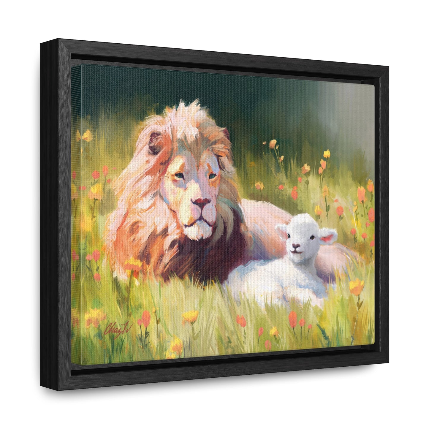 Stretched Canvas Print in Wood Frame, The Lamb and the Lion, by Chaz Walgamott
